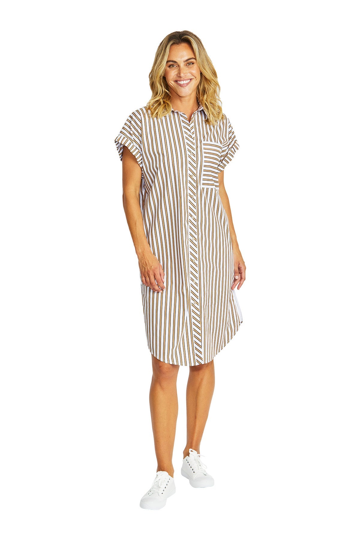 Ping Pong Kendall Stripe Dress - Caramel/White