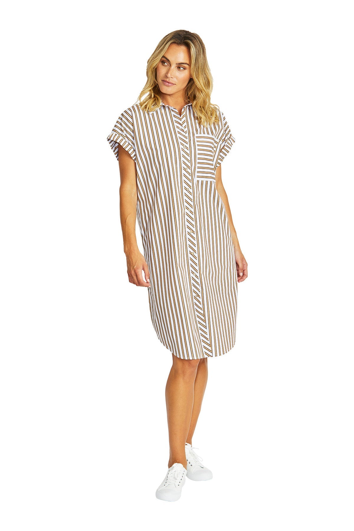 Ping Pong Kendall Stripe Dress - Caramel/White