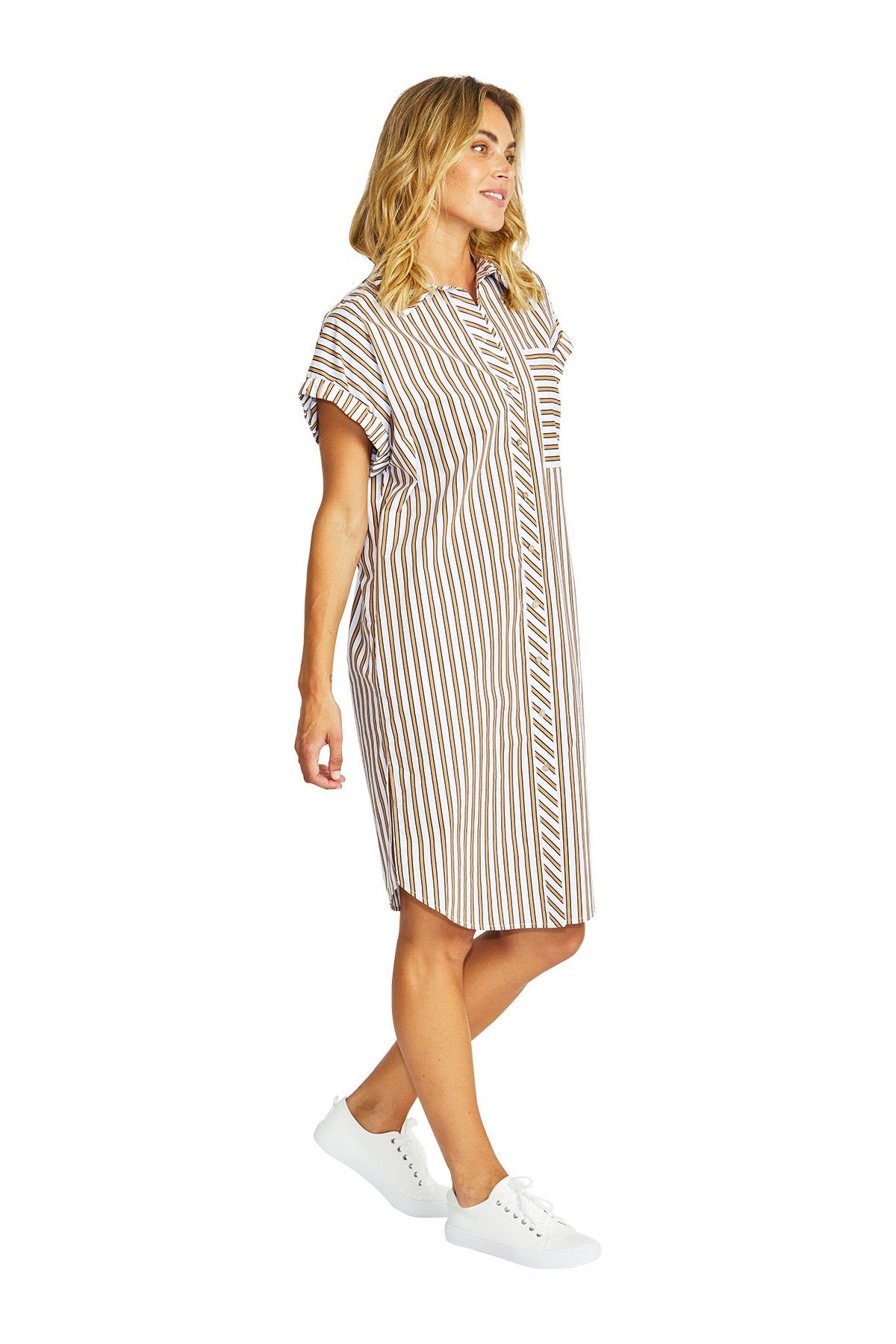 Ping Pong Kendall Stripe Dress - Caramel/White