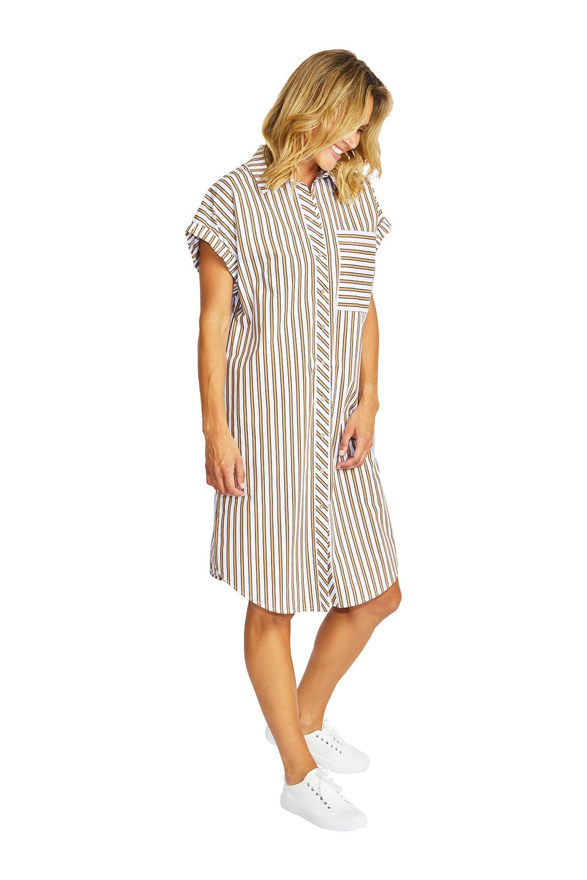 Ping Pong Kendall Stripe Dress - Caramel/White