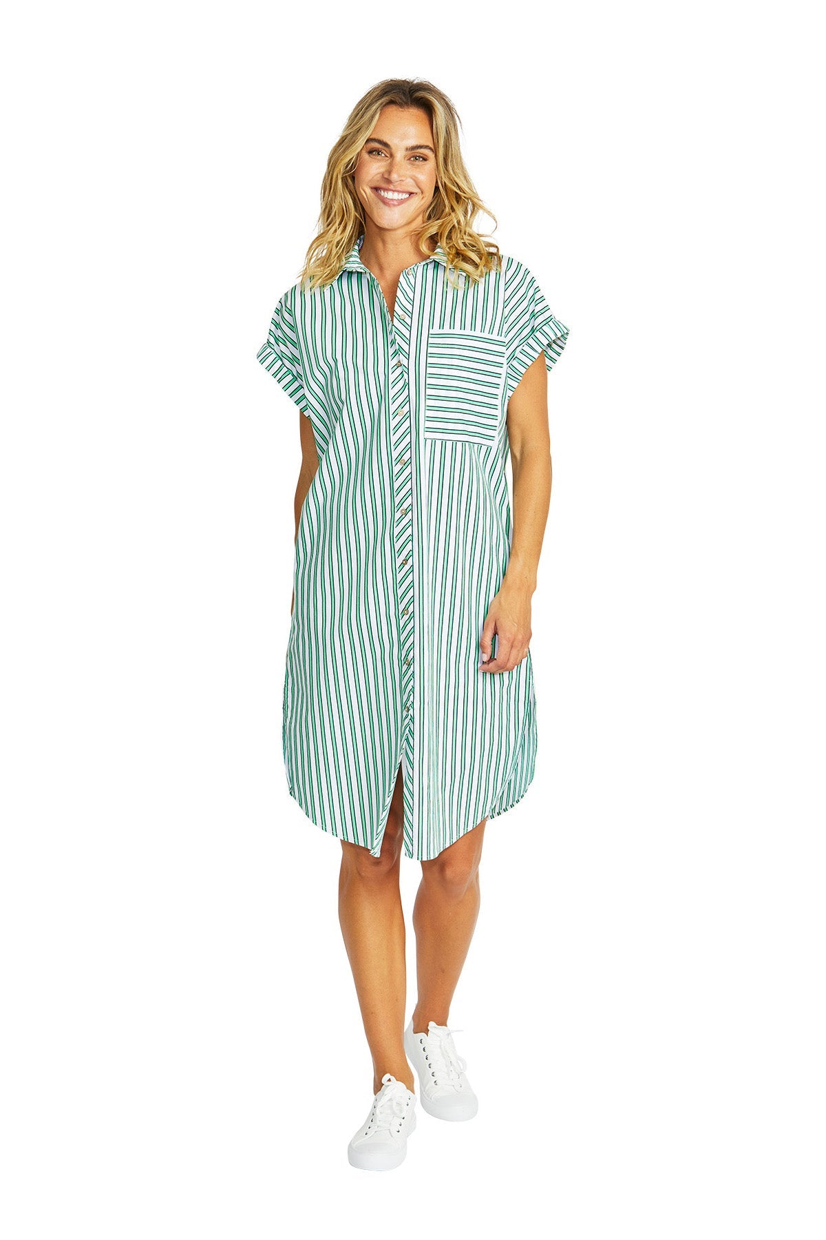 Ping Pong Kendall Stripe Dress - Spearmint/White