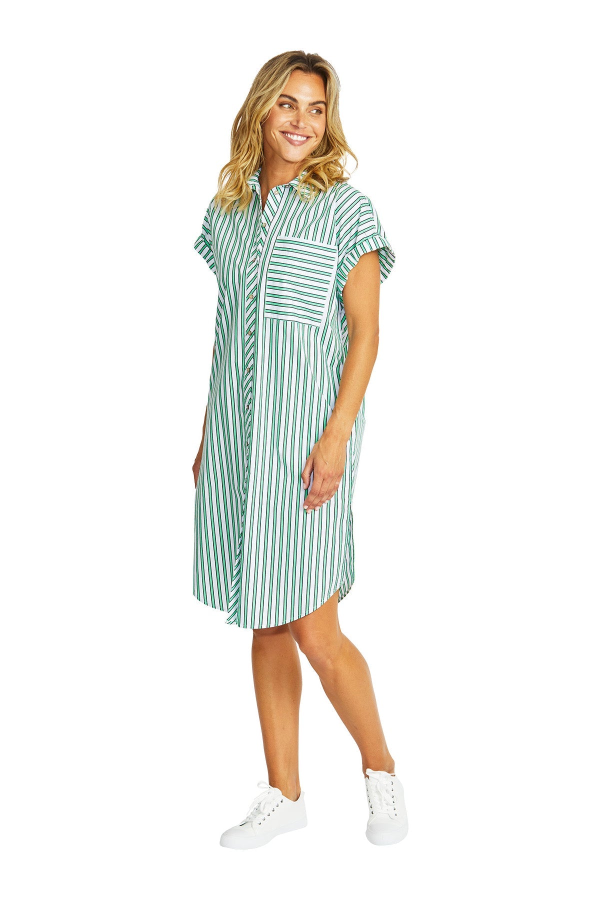 Ping Pong Kendall Stripe Dress - Spearmint/White