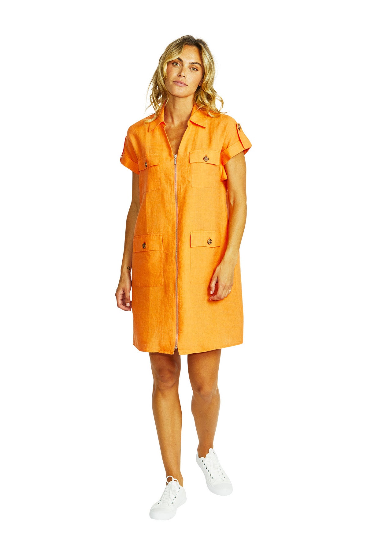 Ping Pong Yves Linen Safari Dress - Jaffa