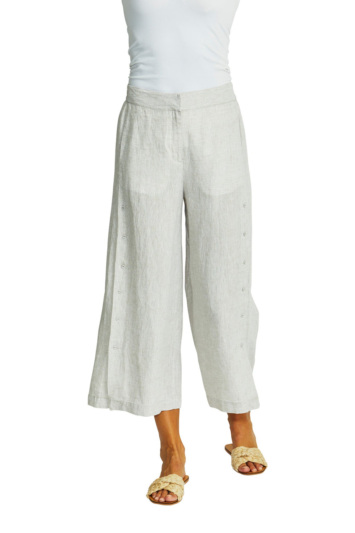 Ping Pong Gaby Linen Button Culotte - Flax