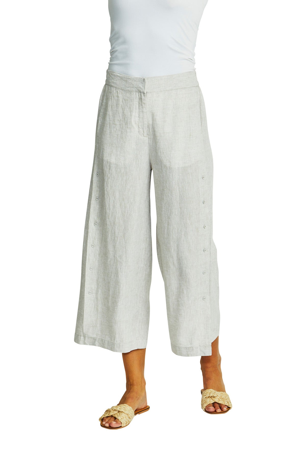 Ping Pong Gaby Linen Button Culotte - Flax