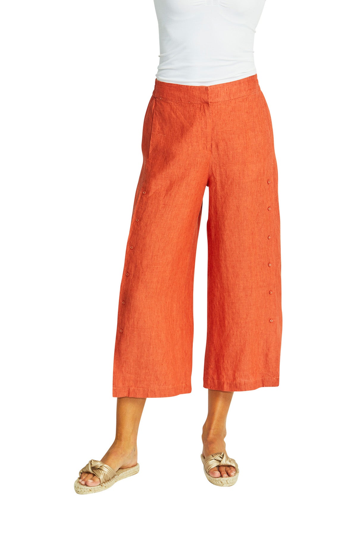 Ping Pong Gaby Linen Button Culotte - Sienna