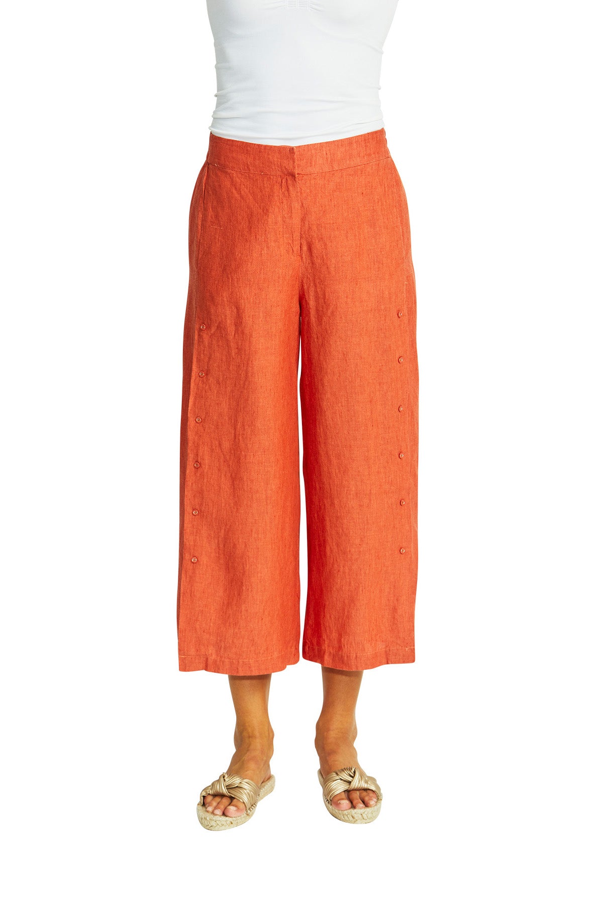 Ping Pong Gaby Linen Button Culotte - Sienna