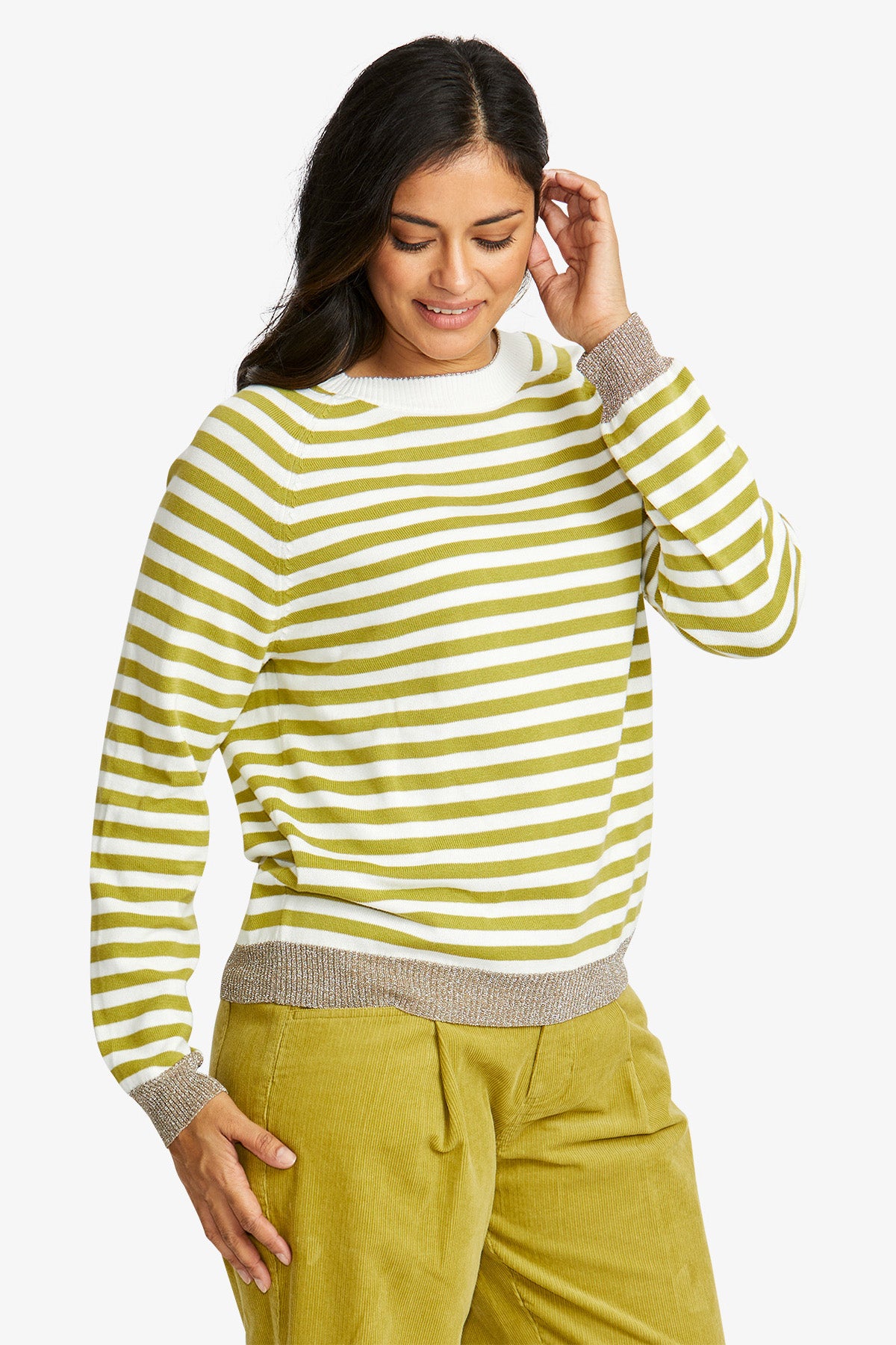 Ping Pong Kylie Stripe Pullover - Ivory/Celery