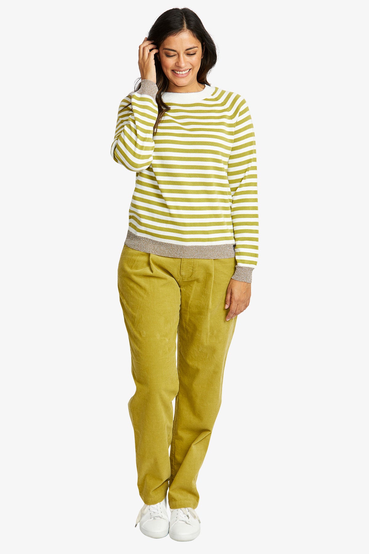 Ping Pong Kylie Stripe Pullover - Ivory/Celery