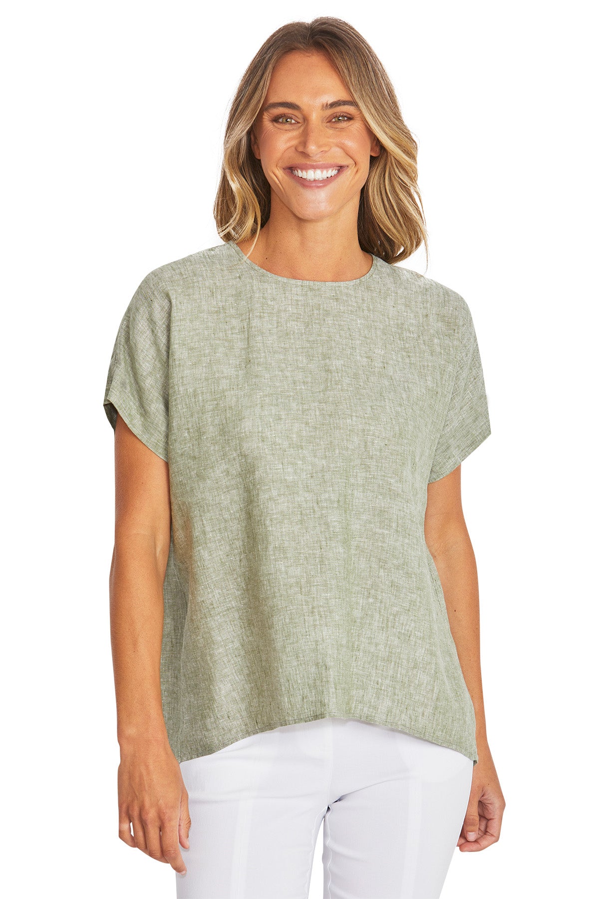 Ping Pong Misty Linen Top - Seagrass