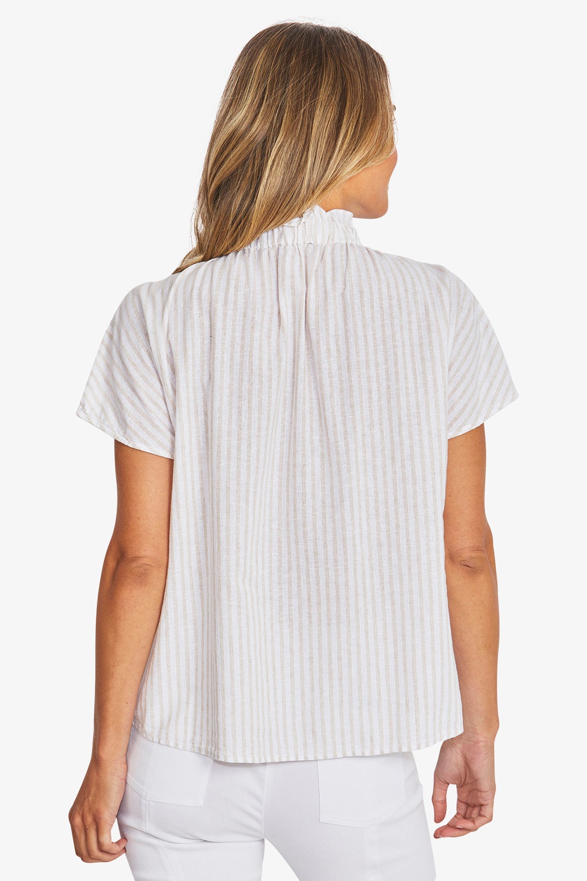 Ping Pong Tamara Stripe Blouse - White/Raffia