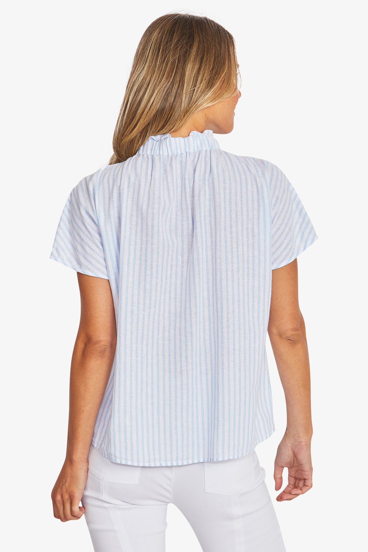 Ping Pong Tamara Stripe Blouse - White/Baby Blue
