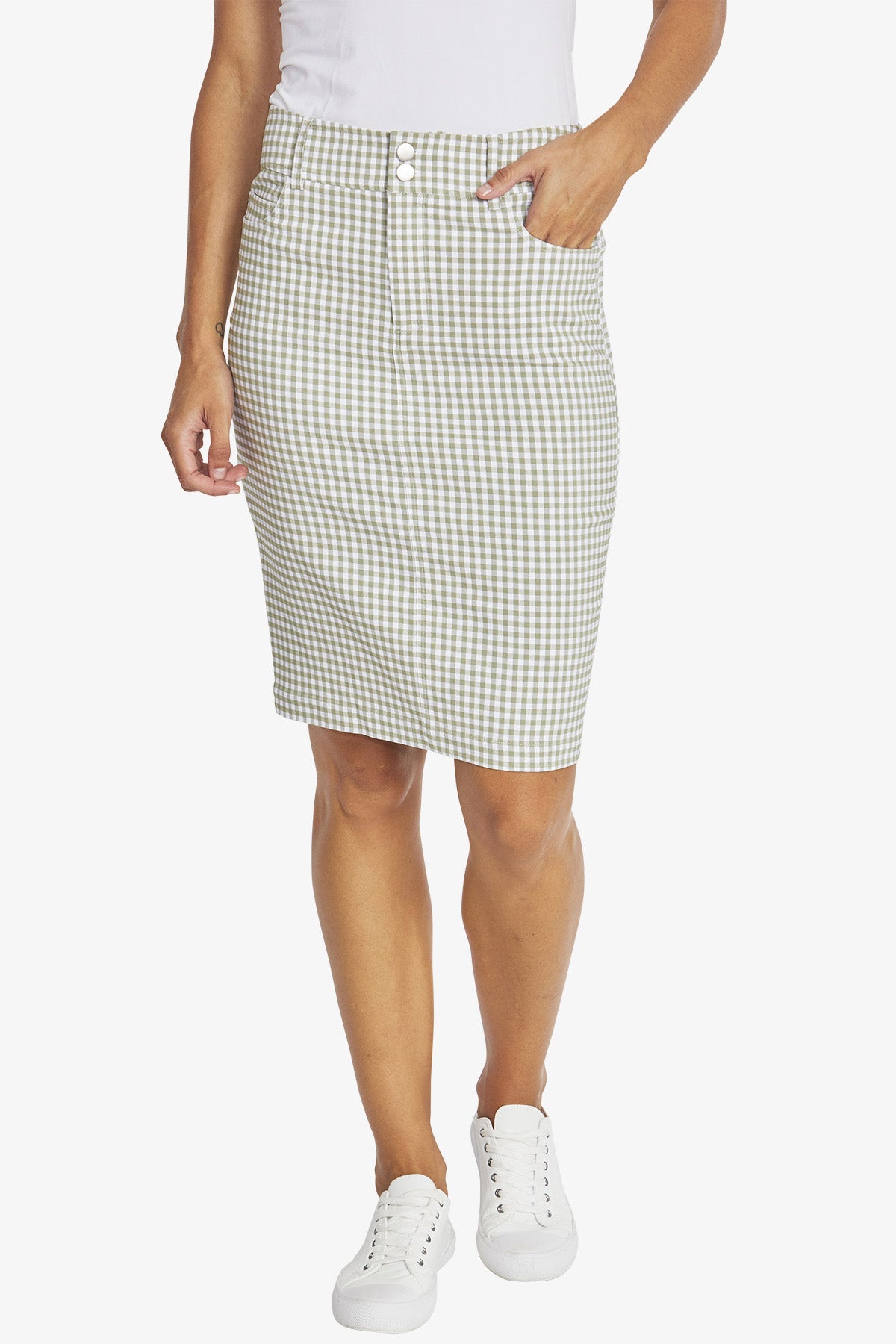 Ping Pong Gingham Skirt - Seagrass/White