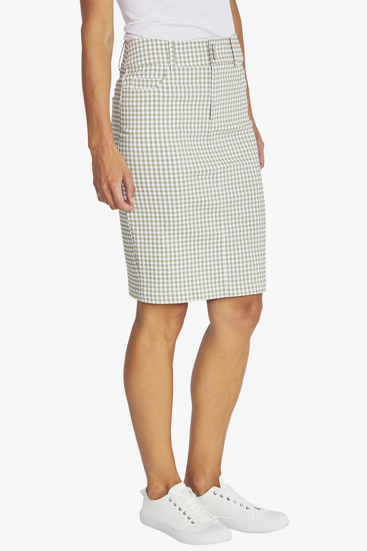 Ping Pong Gingham Skirt - Seagrass/White
