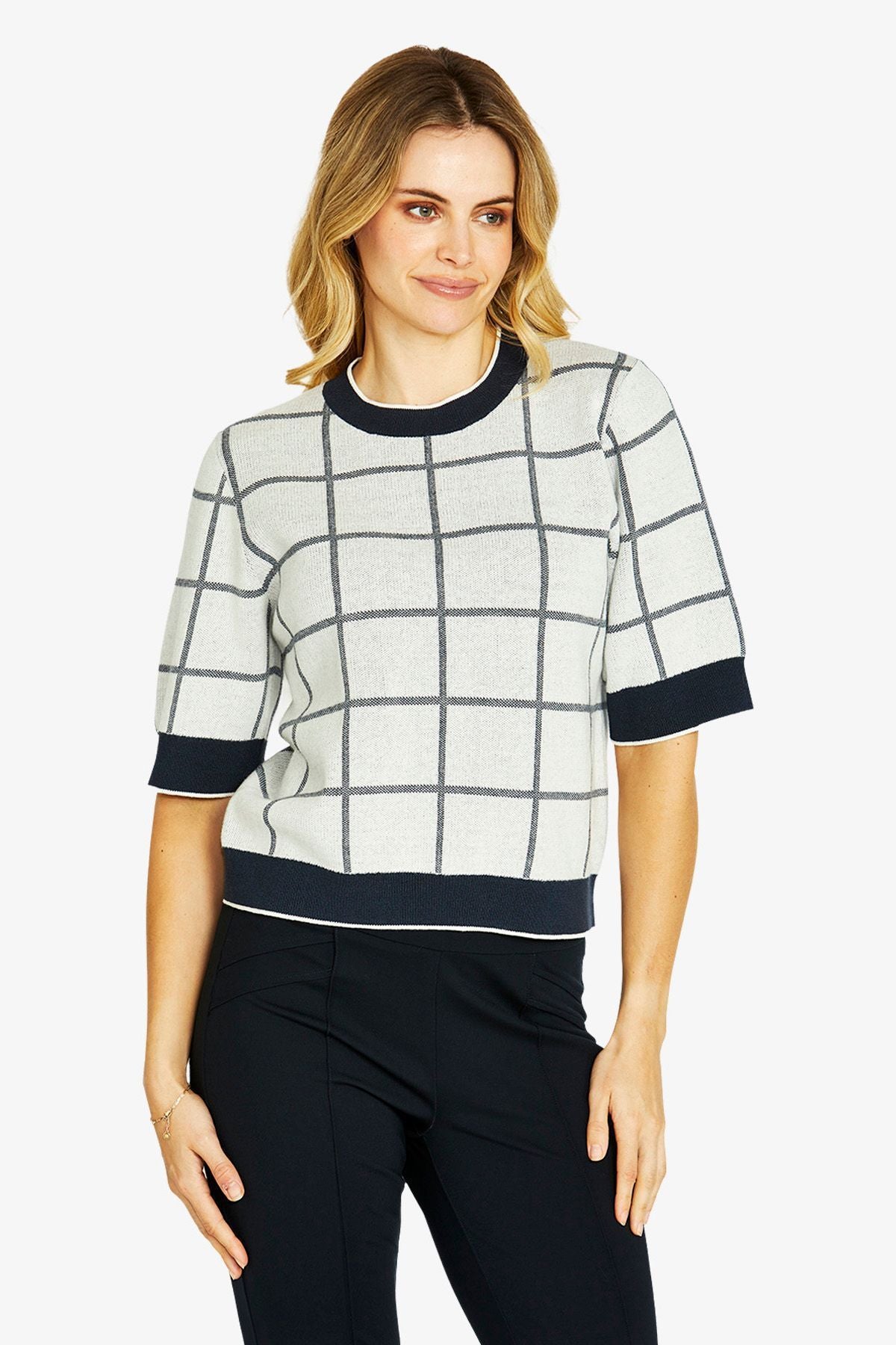 Ping Pong Chelsea Check Pullover - Parchment/Navy