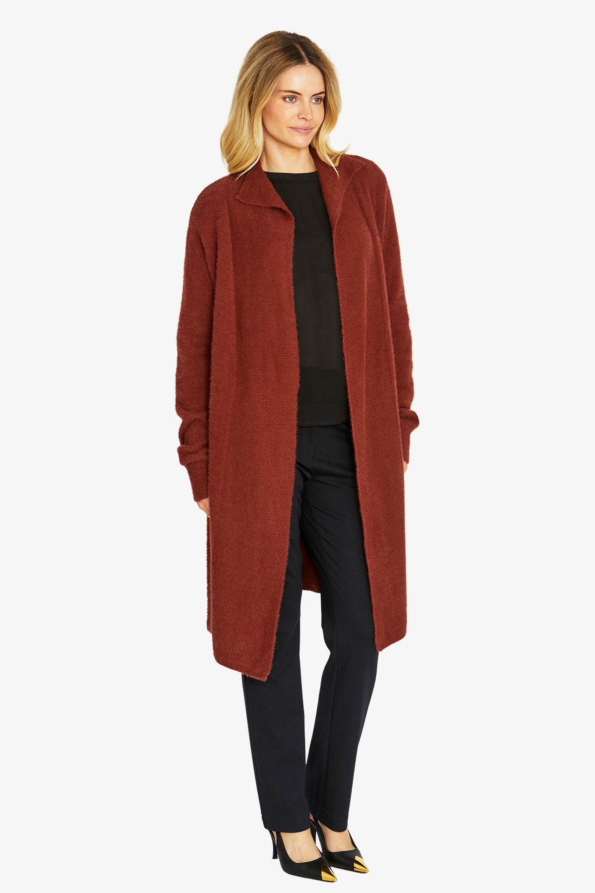 Ping Pong Camille Fluffy Longline Cardigan - Nutmeg