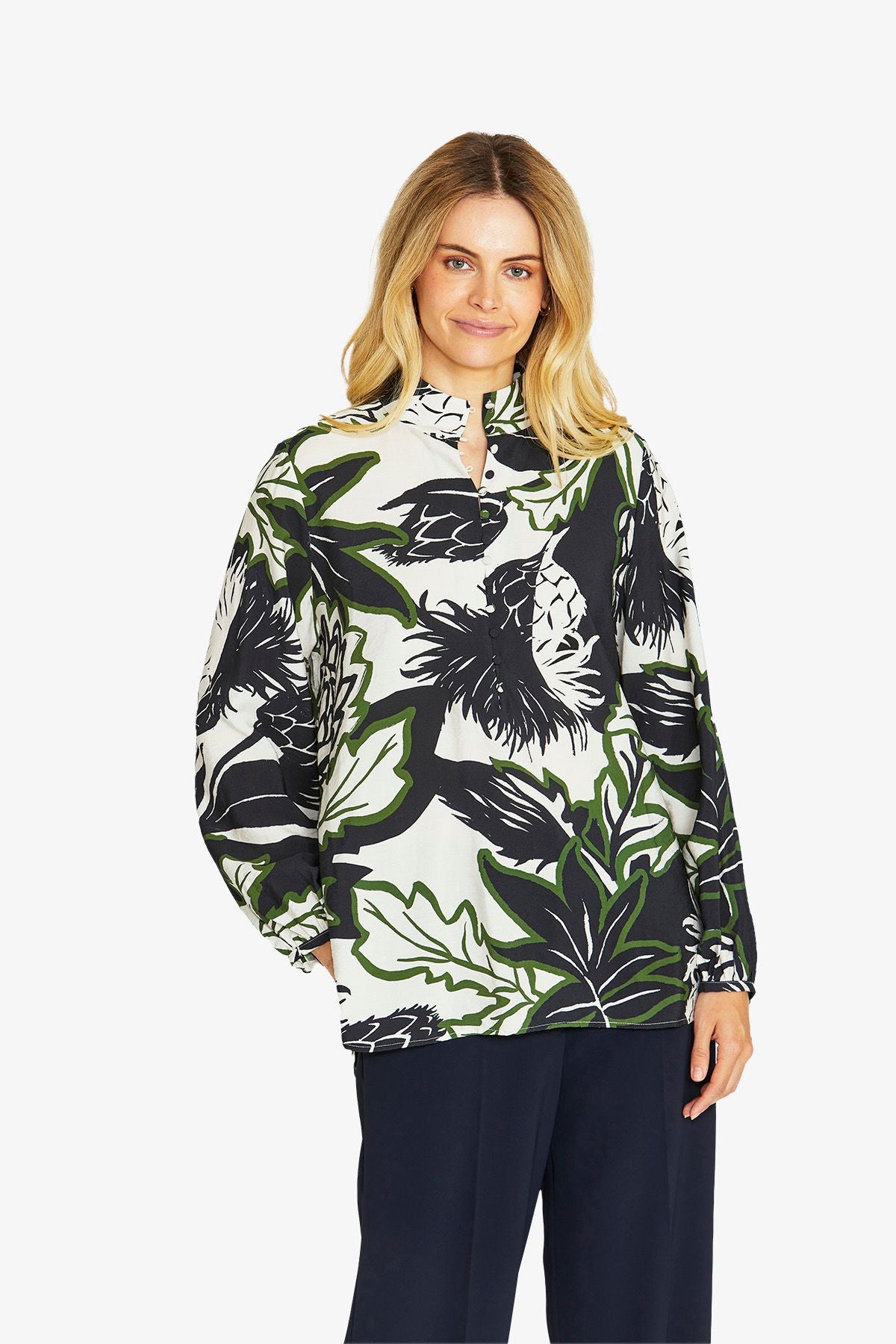 Ping Pong Camille Long Sleeve Blouse - Abstract Floral
