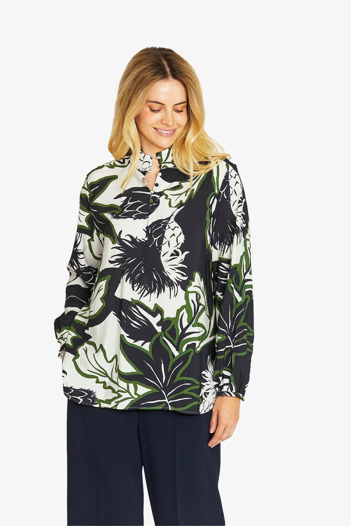 Ping Pong Camille Long Sleeve Blouse - Abstract Floral