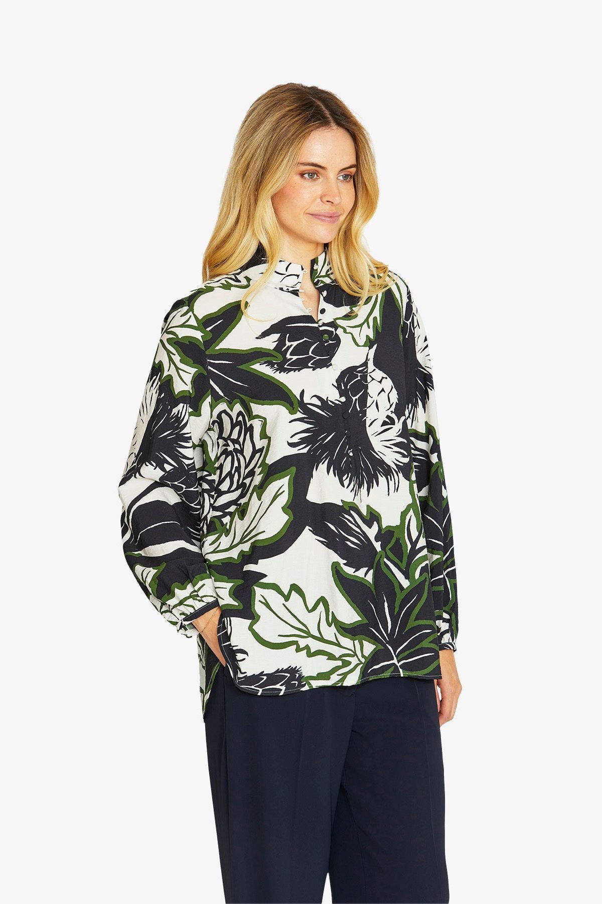 Ping Pong Camille Long Sleeve Blouse - Abstract Floral