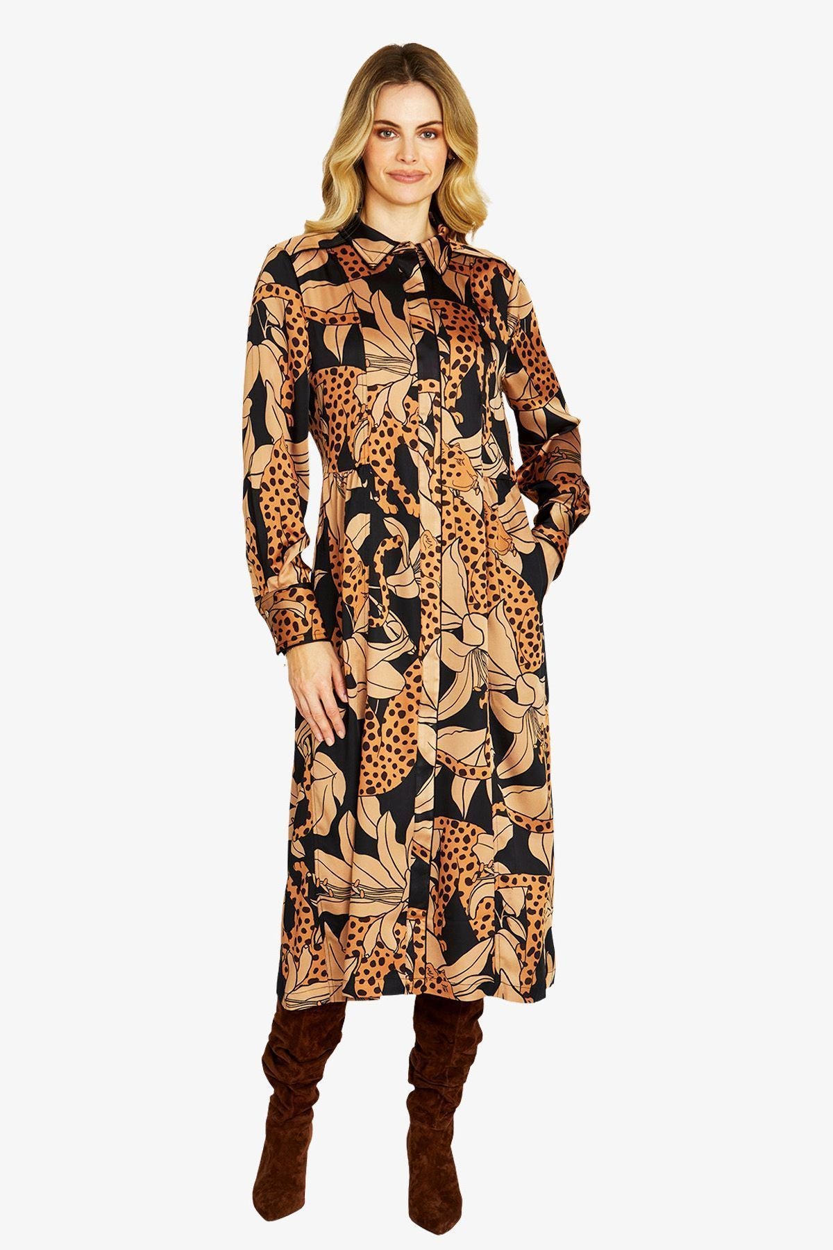 Ping Pong Spliced Animal Midi Dress