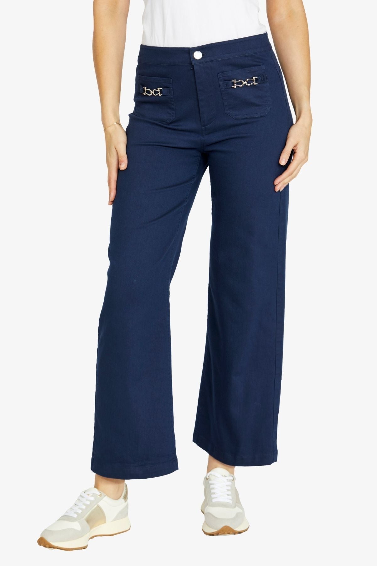 Ping Pong Wide Leg Chain Trim Pant - Navy