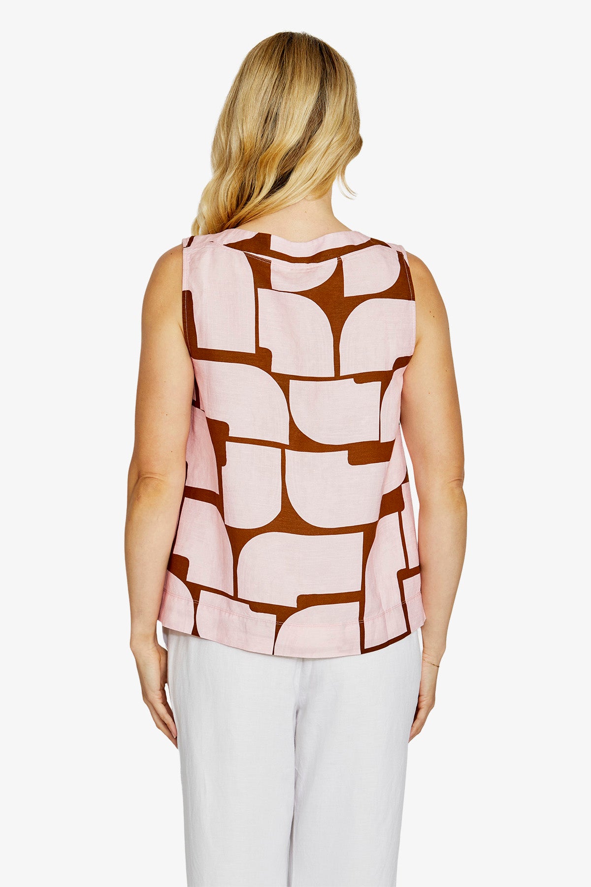 Ping Pong Ava Button Detail Sleeveless Top - Pebble Print