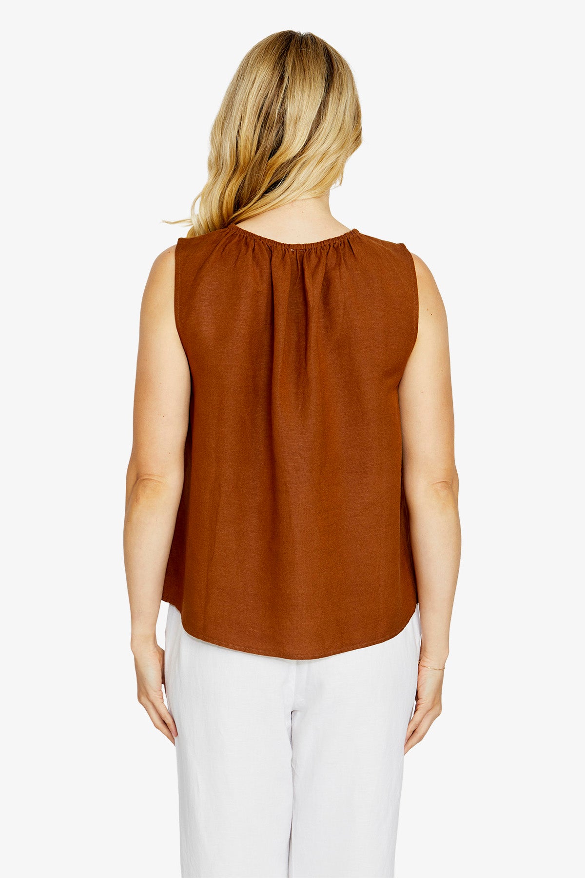 Ping Pong Olivia Keyhole Front Sleeveless Top - Coffee
