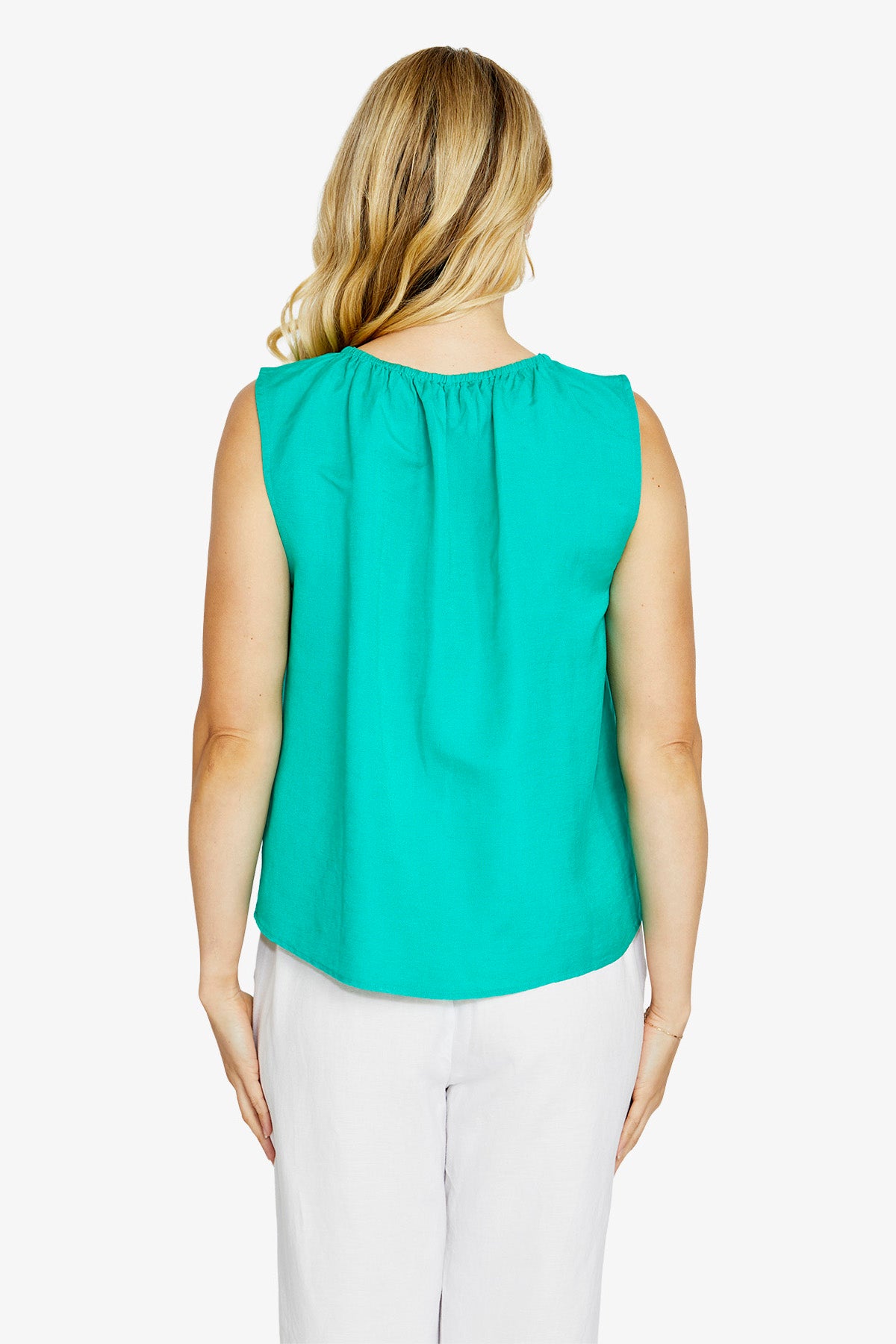 Ping Pong Olivia Keyhole Front Sleeveless Top - Lotus Green