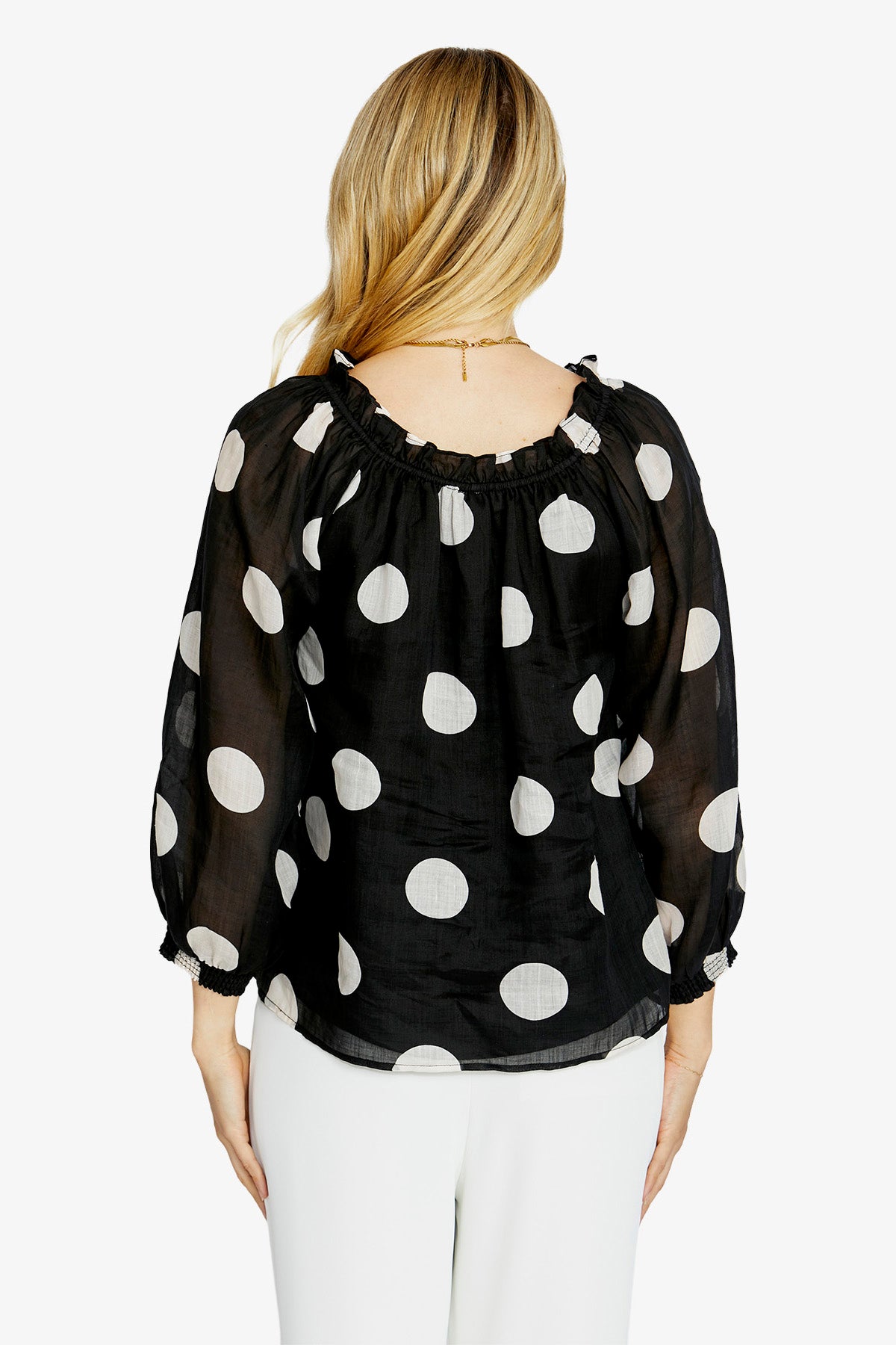 Ping Pong Rory off the Shoulder Peasant Blouse - Spot Print
