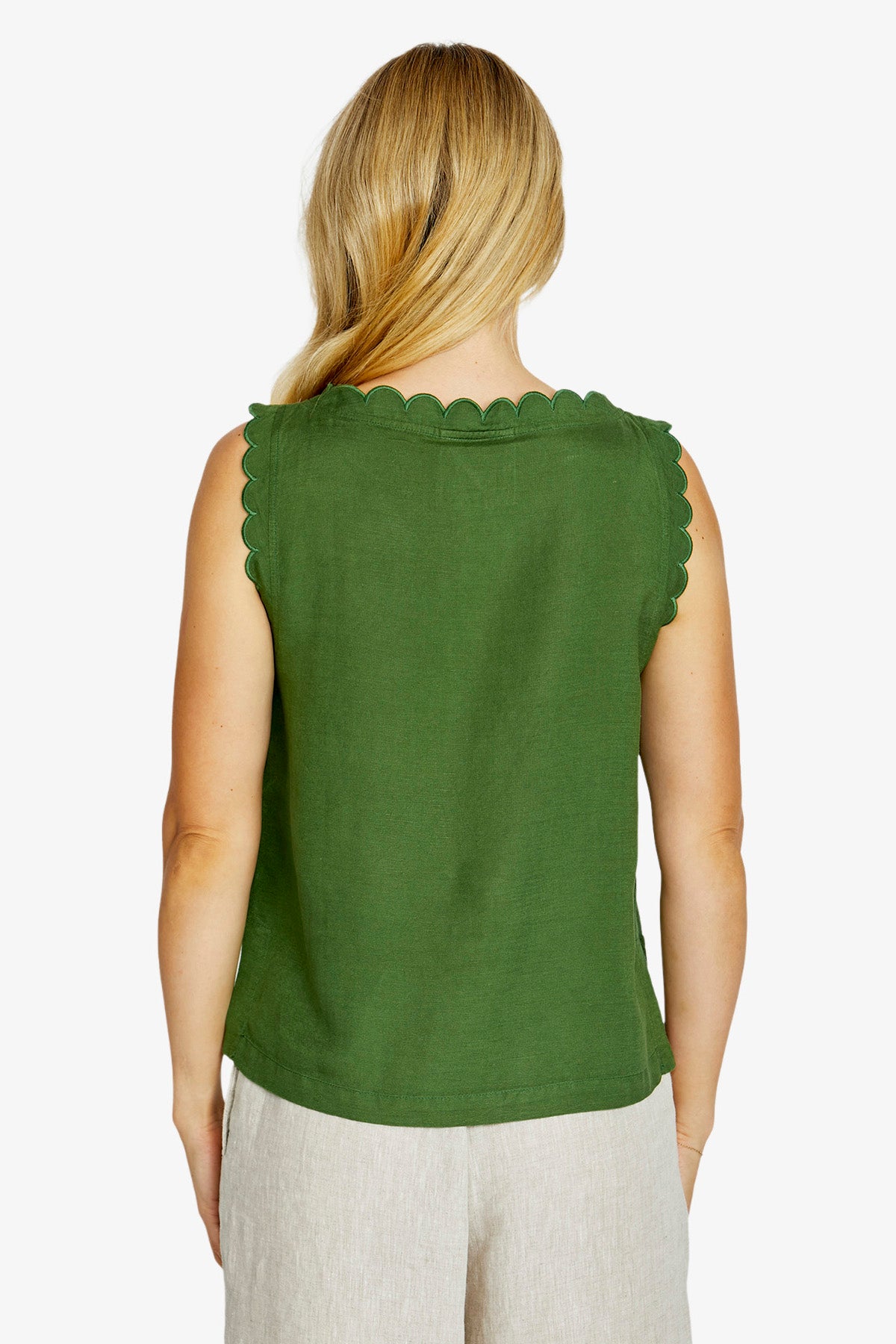 Ping Pong Oakley Scallop Trim Top - Agave