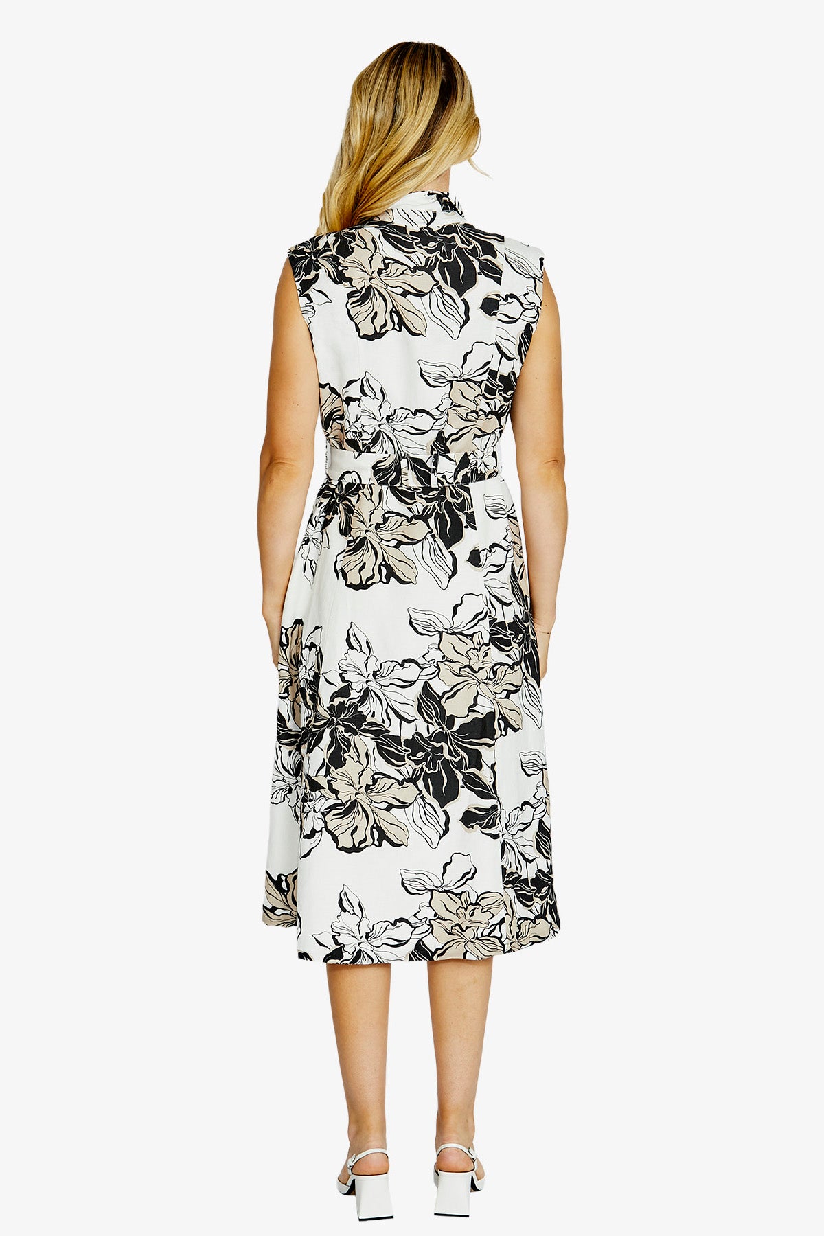 Ping Pong Floral Sleeveless Shirt Dress - Floral Races Print