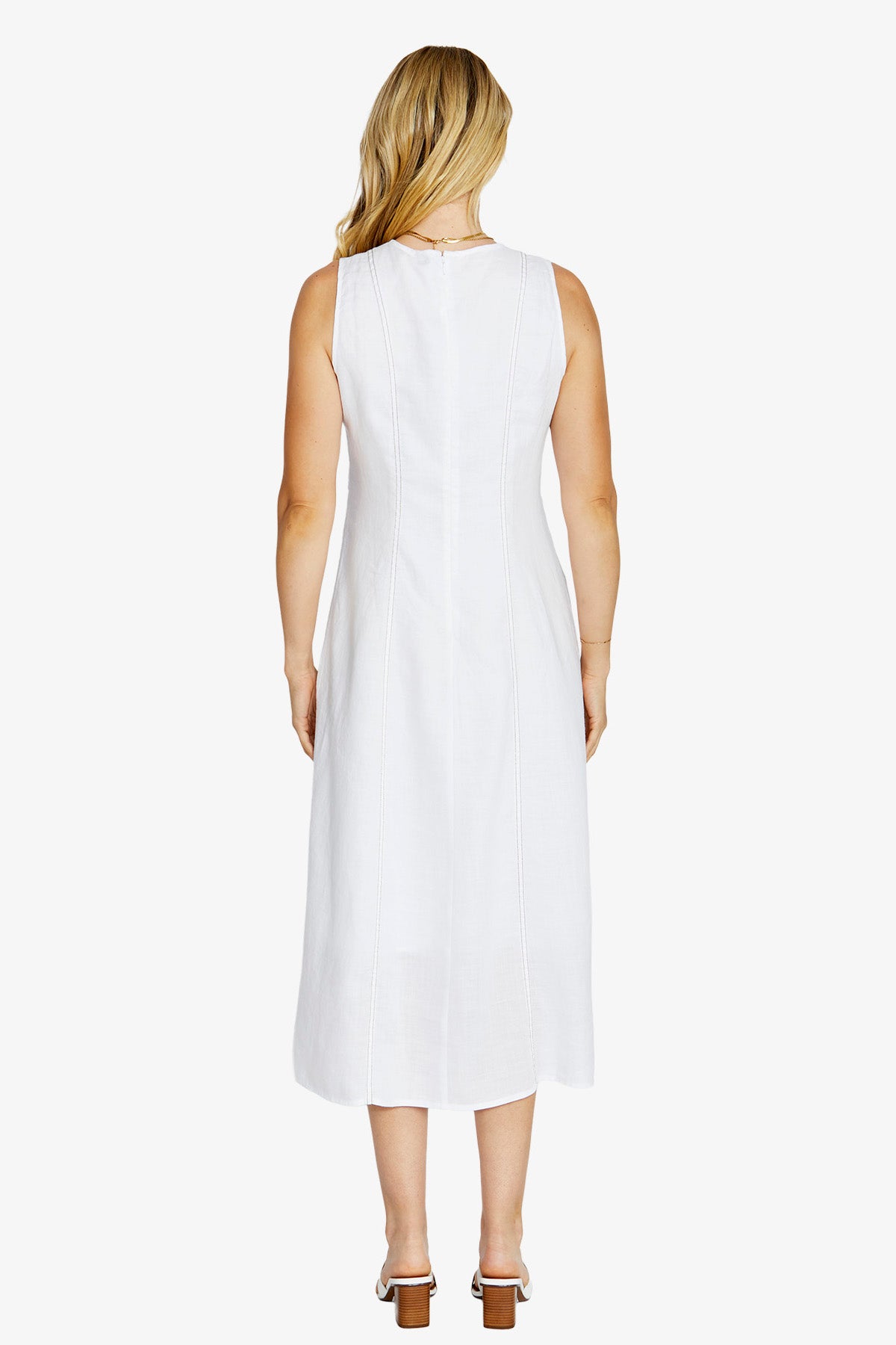 Ping Pong Sera Contrast Stitch Maxi Dress - White/Coffee