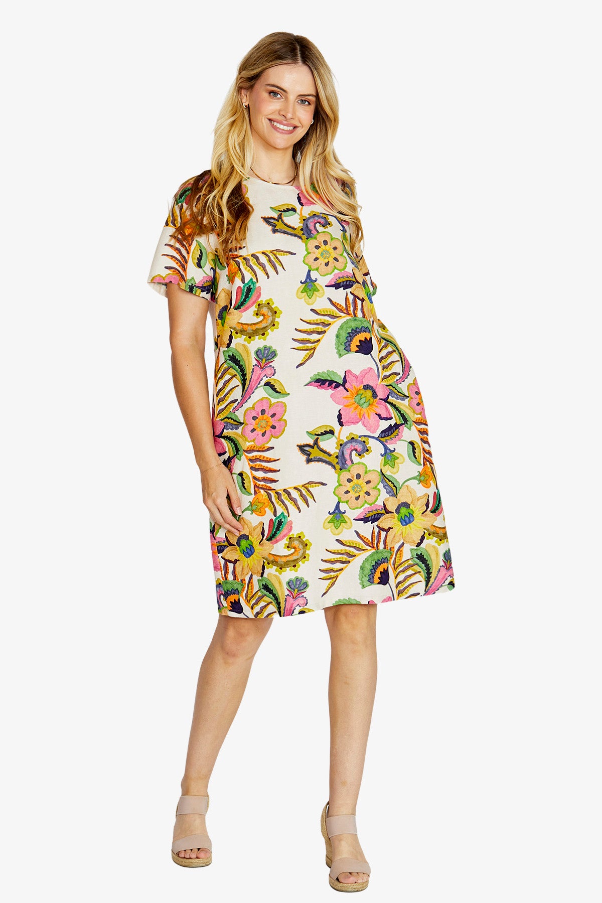 Ping Pong Tessa Short Sleeve Shift Dress - Carnival Print