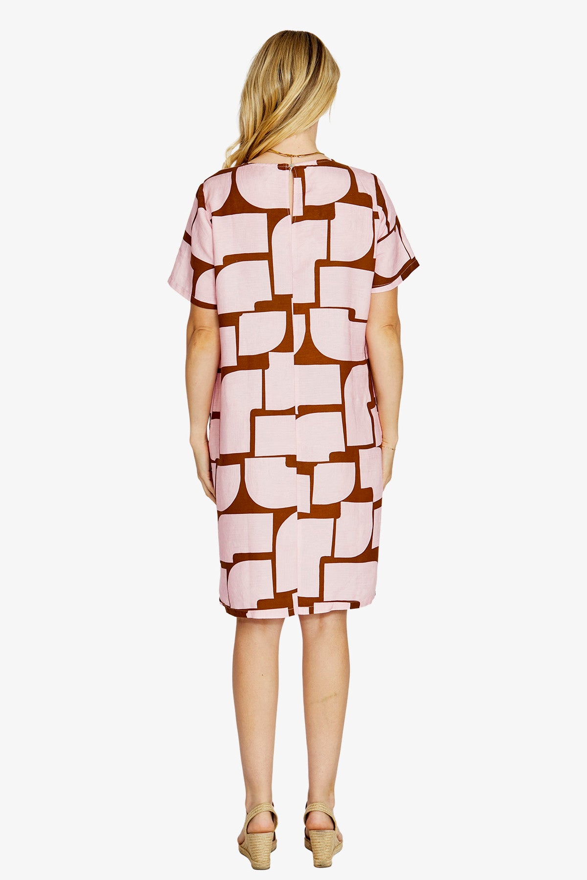 Ping Pong Tessa Short Sleeve Shift Dress - Pebble Print