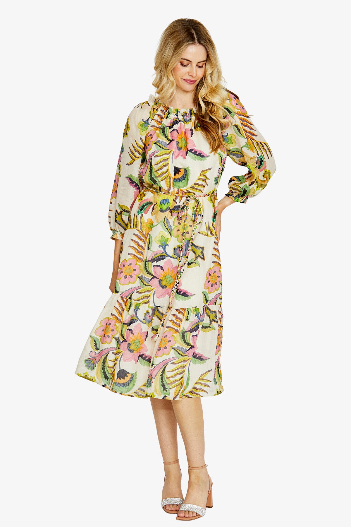 Ping Pong Rory Off the Shoulder Dress - Carnival Print