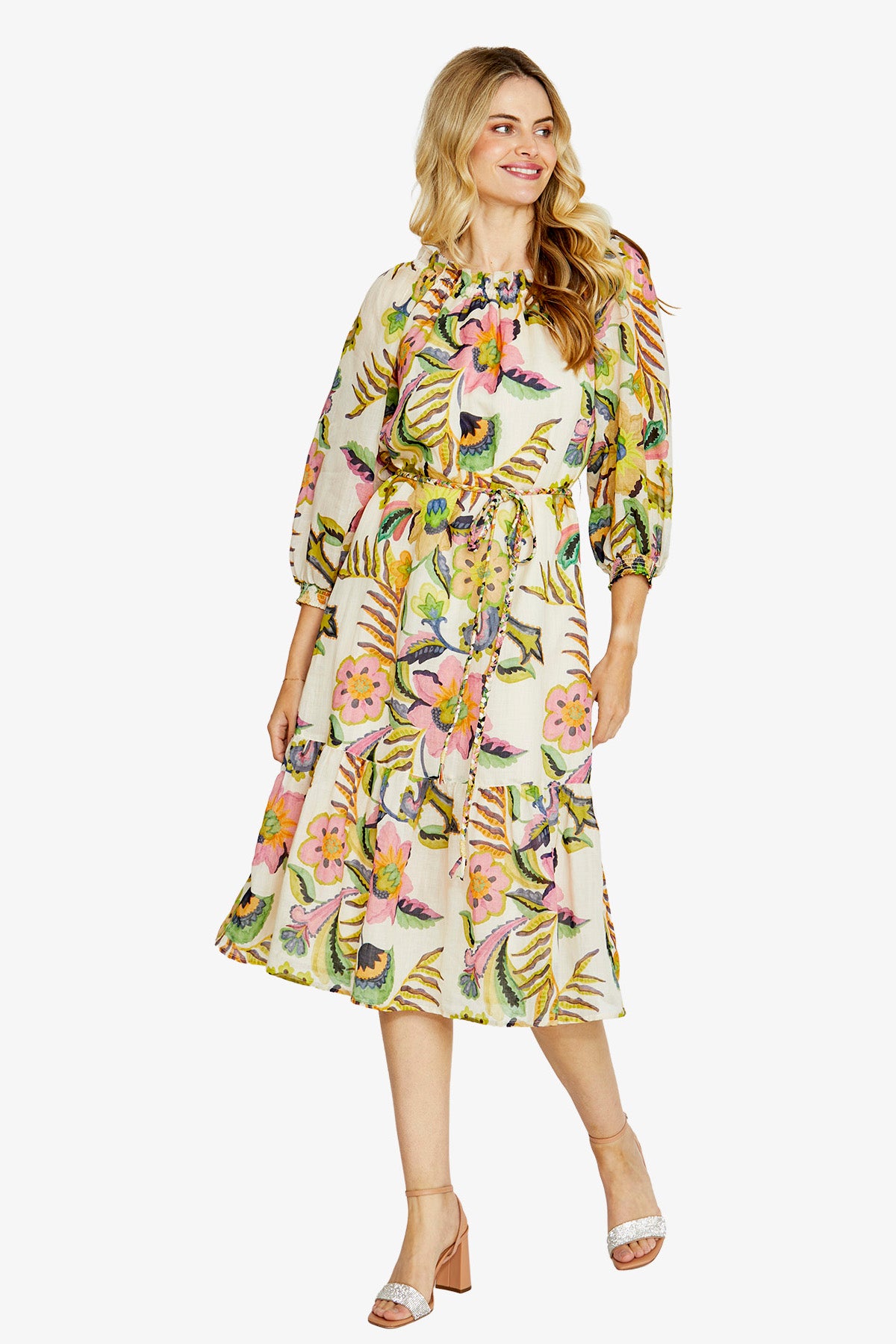 Ping Pong Rory Off the Shoulder Dress - Carnival Print
