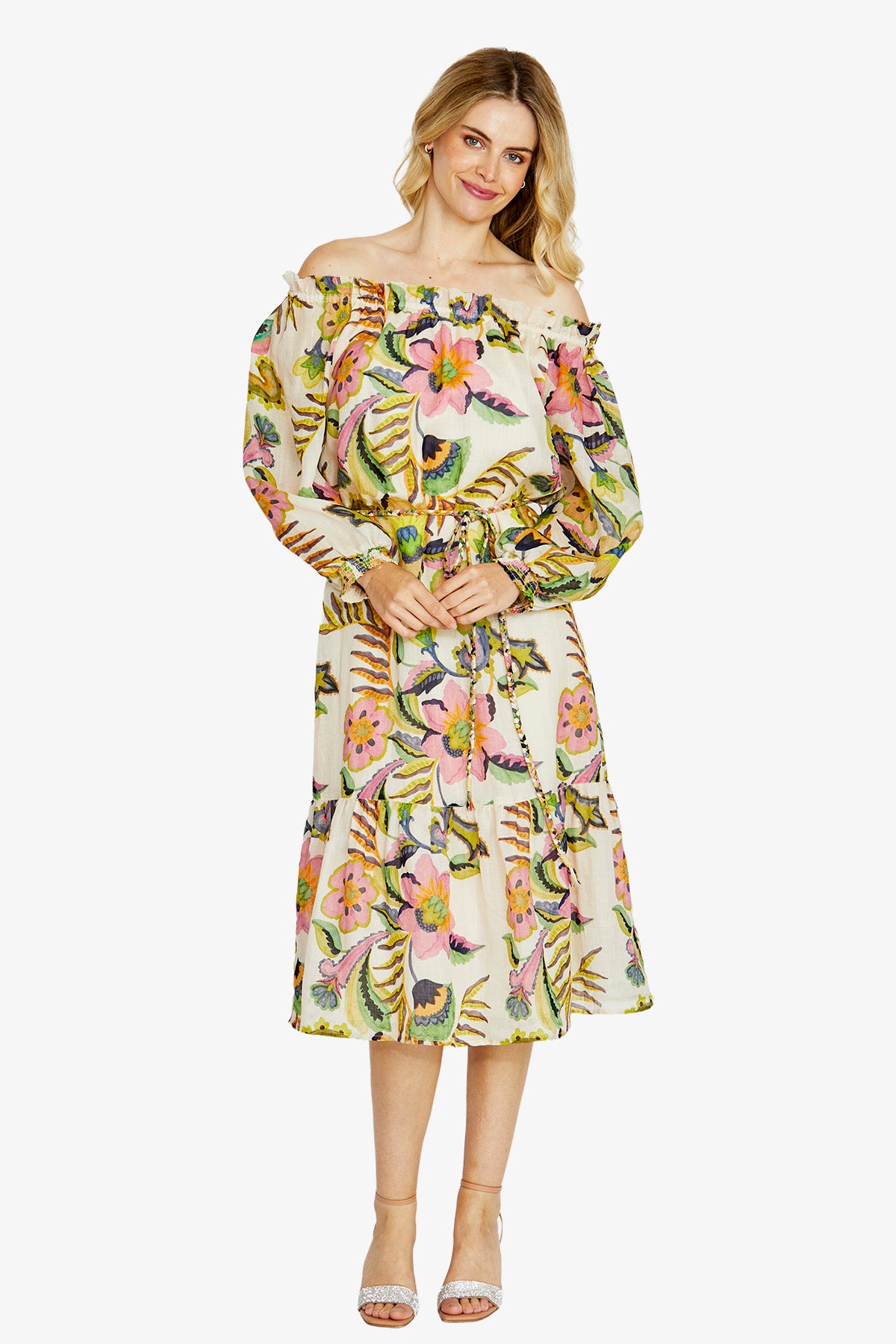 Ping Pong Rory Off the Shoulder Dress - Carnival Print