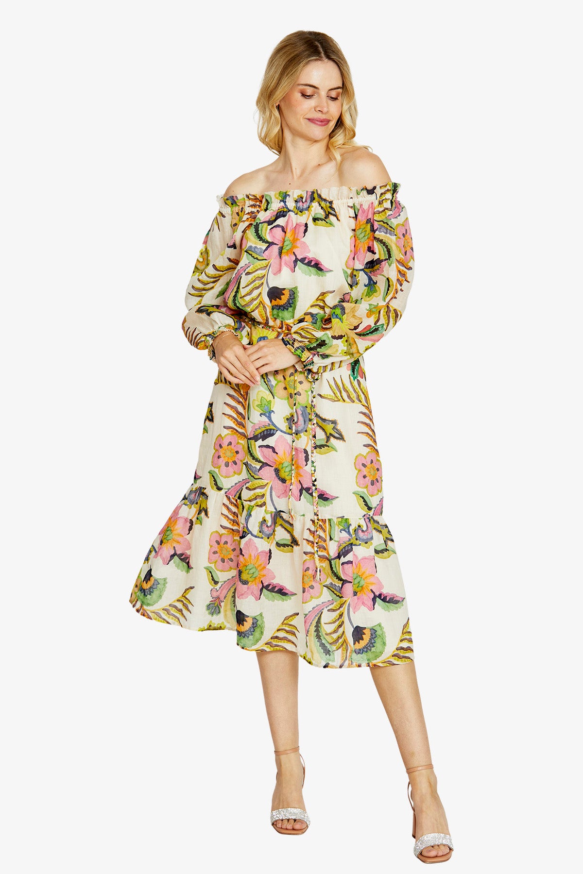 Ping Pong Rory Off the Shoulder Dress - Carnival Print