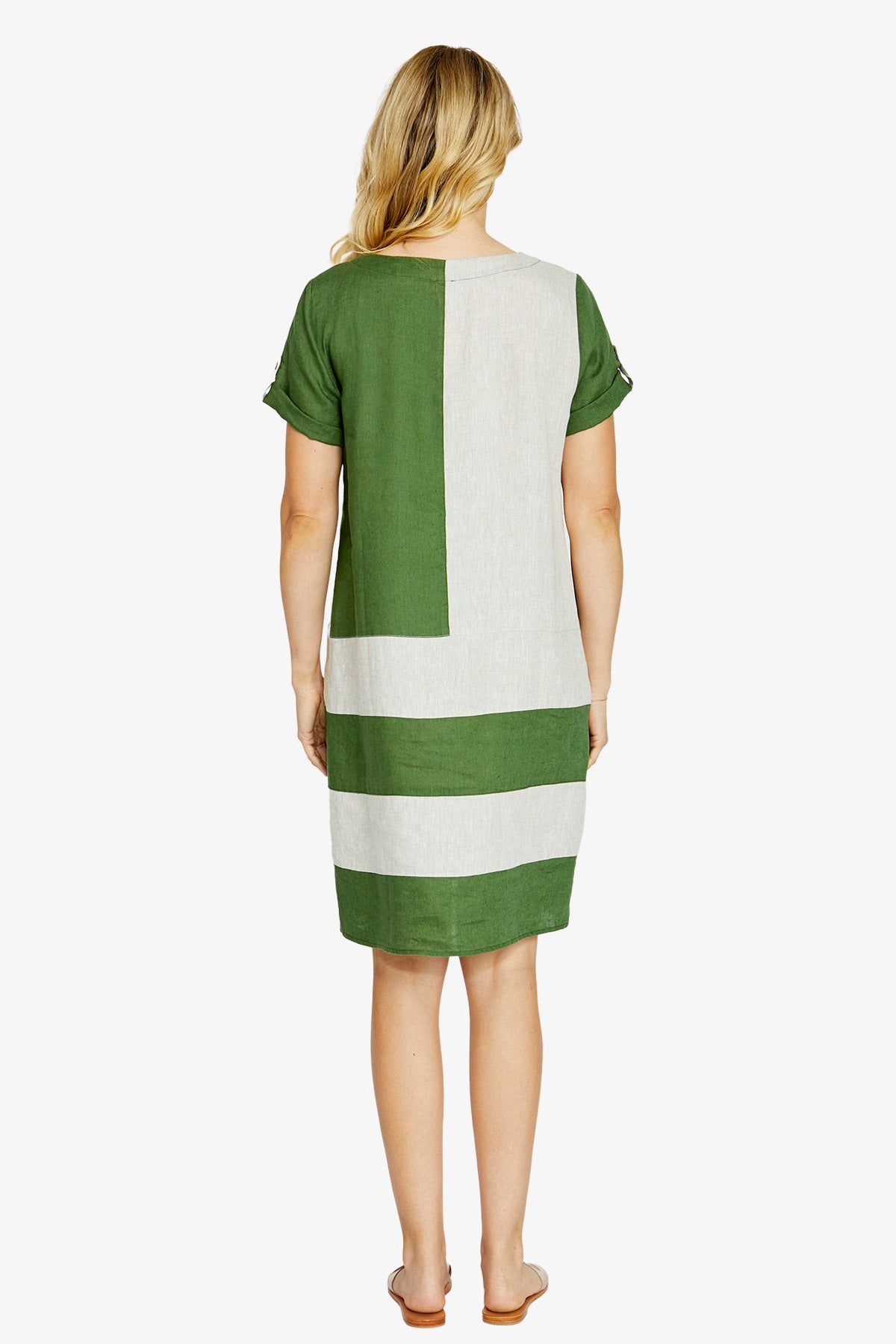 Ping Pong Carrie Colour Block Dress - Agave/Raffia