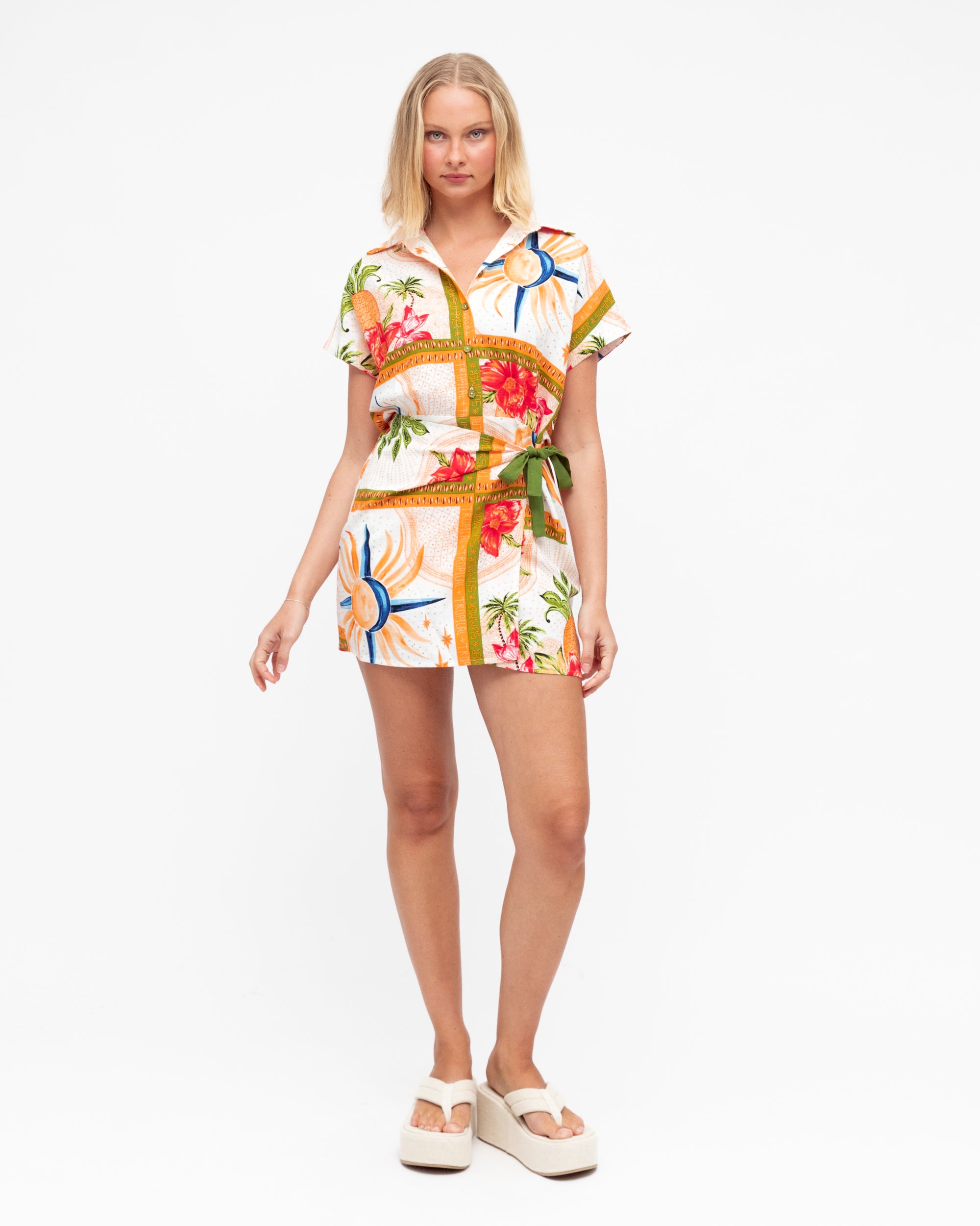 Paper Heart Tropical Wrap Mini Dress