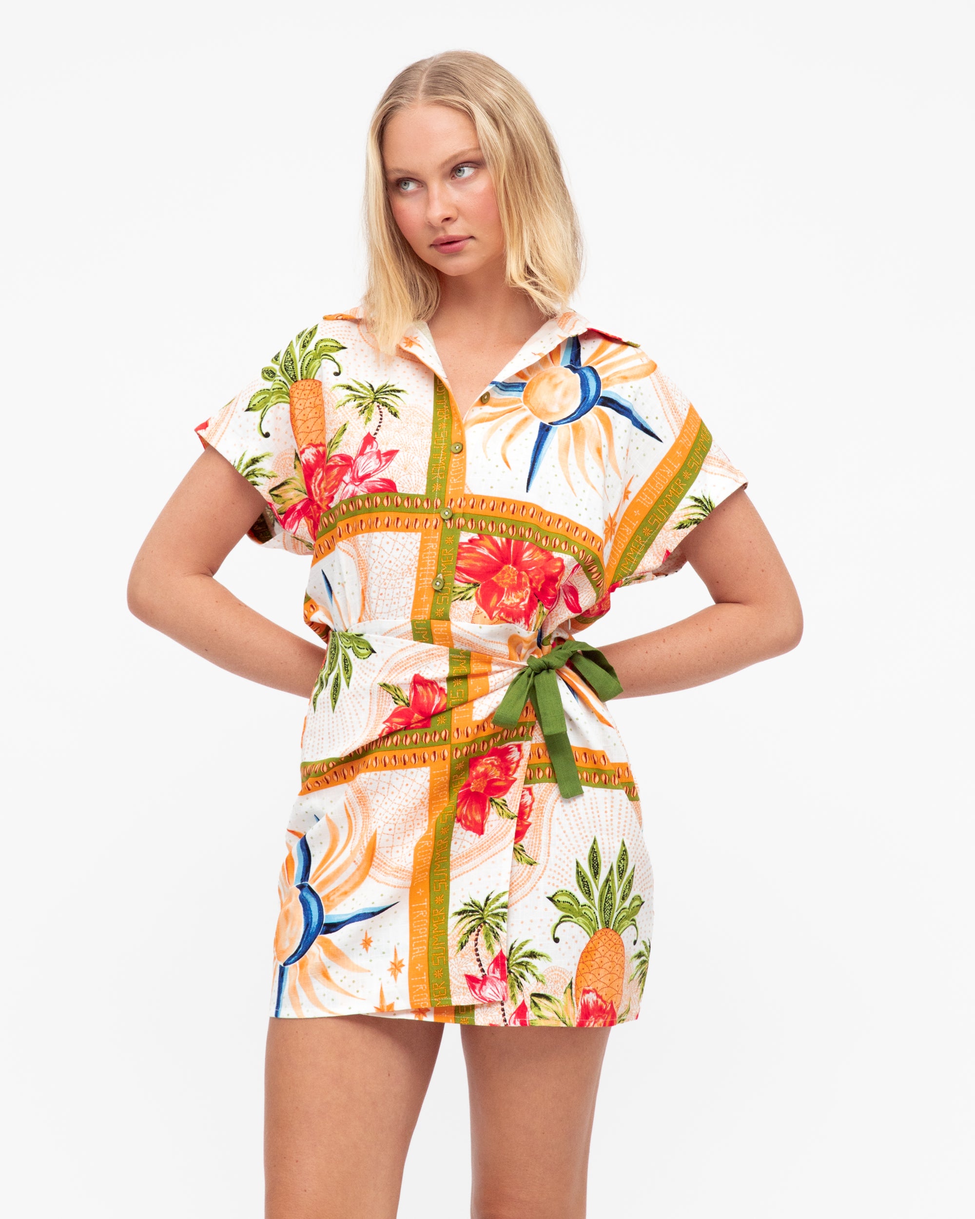 Paper Heart Tropical Wrap Mini Dress