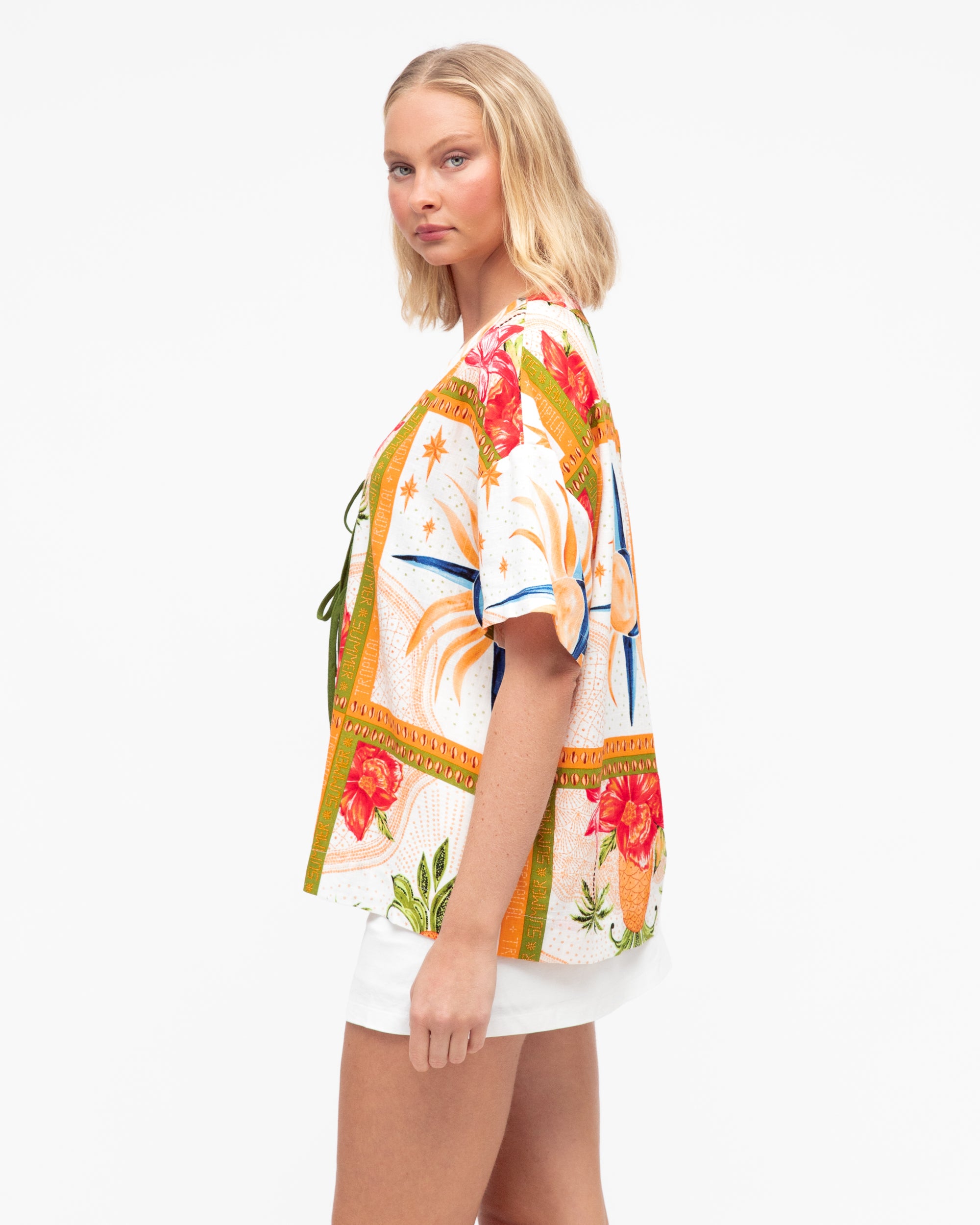 Paper Heart Tropical Tie-Front Top