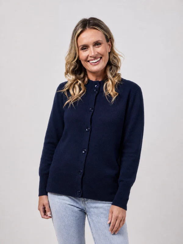 See Saw Mock Neck Cardigan - Navy