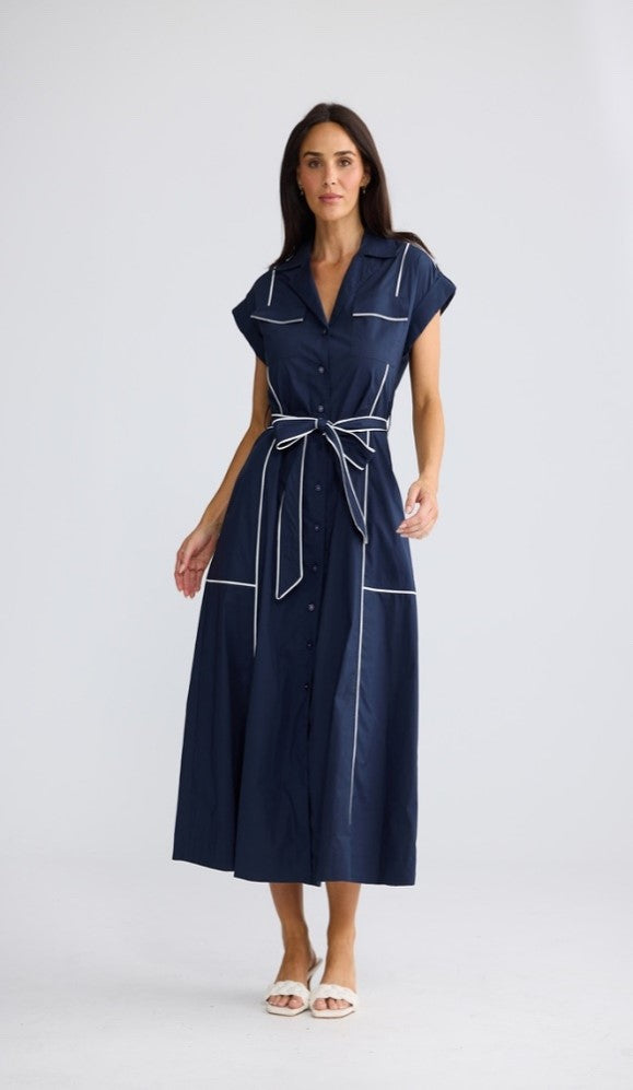 Brave+True Portia Dress - Navy/Warm White