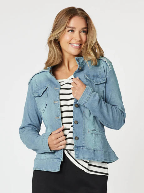 Threadz Military Denim Jacket - Denim