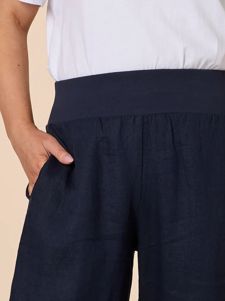 Gordon Smith Lara Wide Leg Linen Pant - Navy
