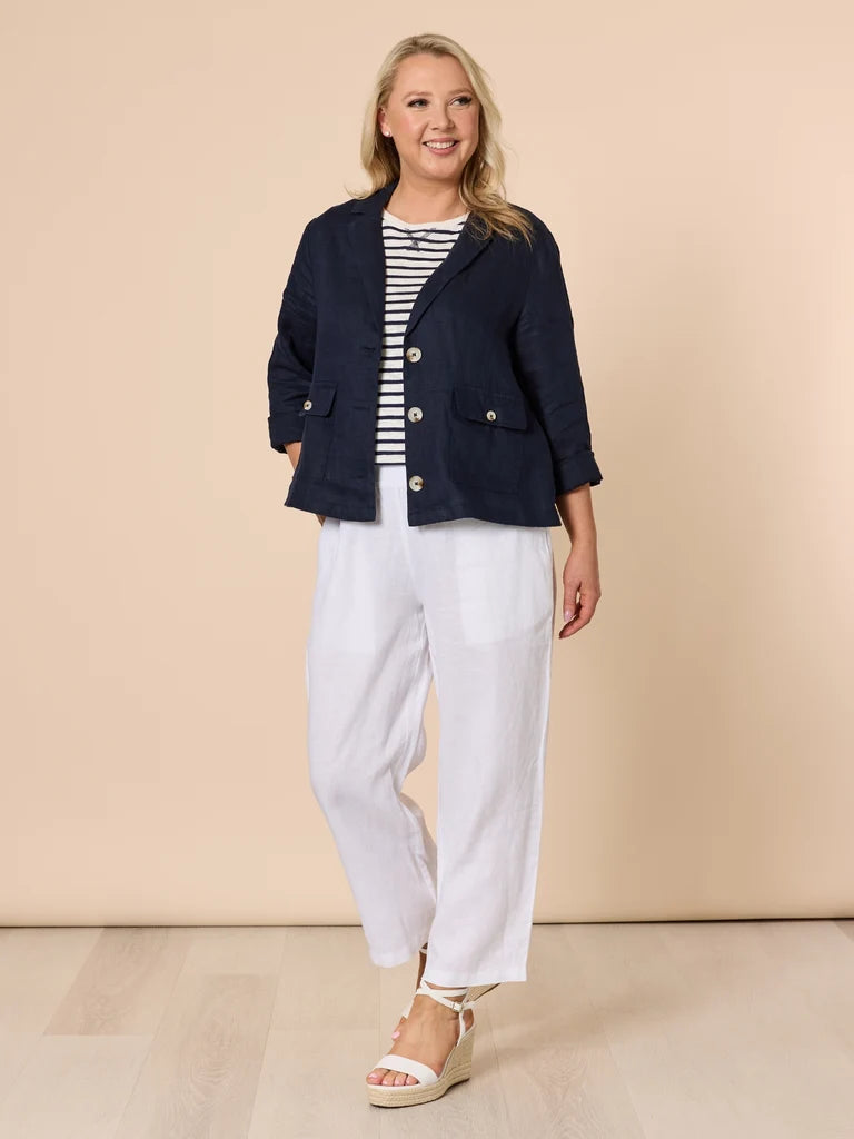 Gordon Smith Lara Wide Leg Linen Pant - White
