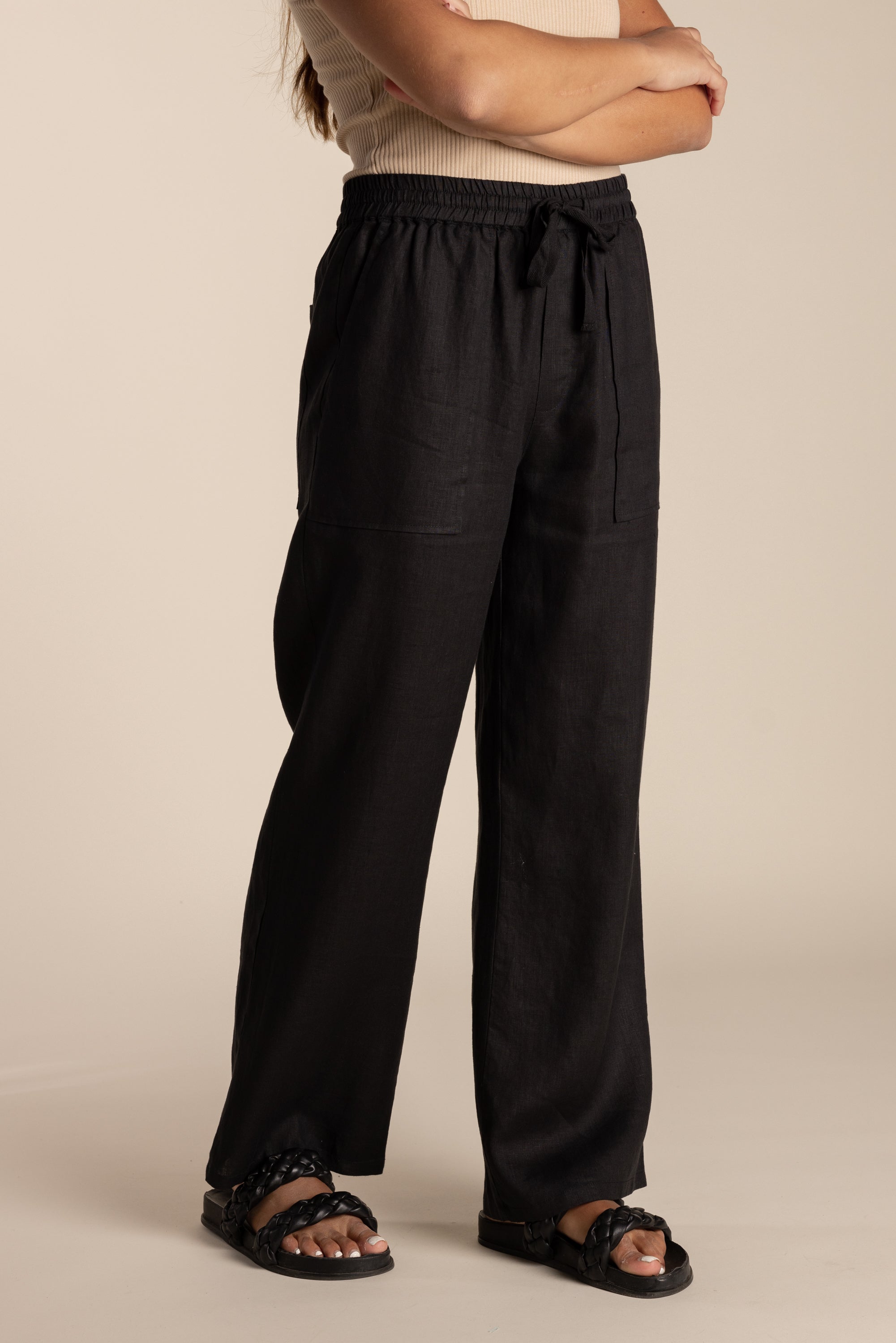 Two-T's Linen Pants - Black