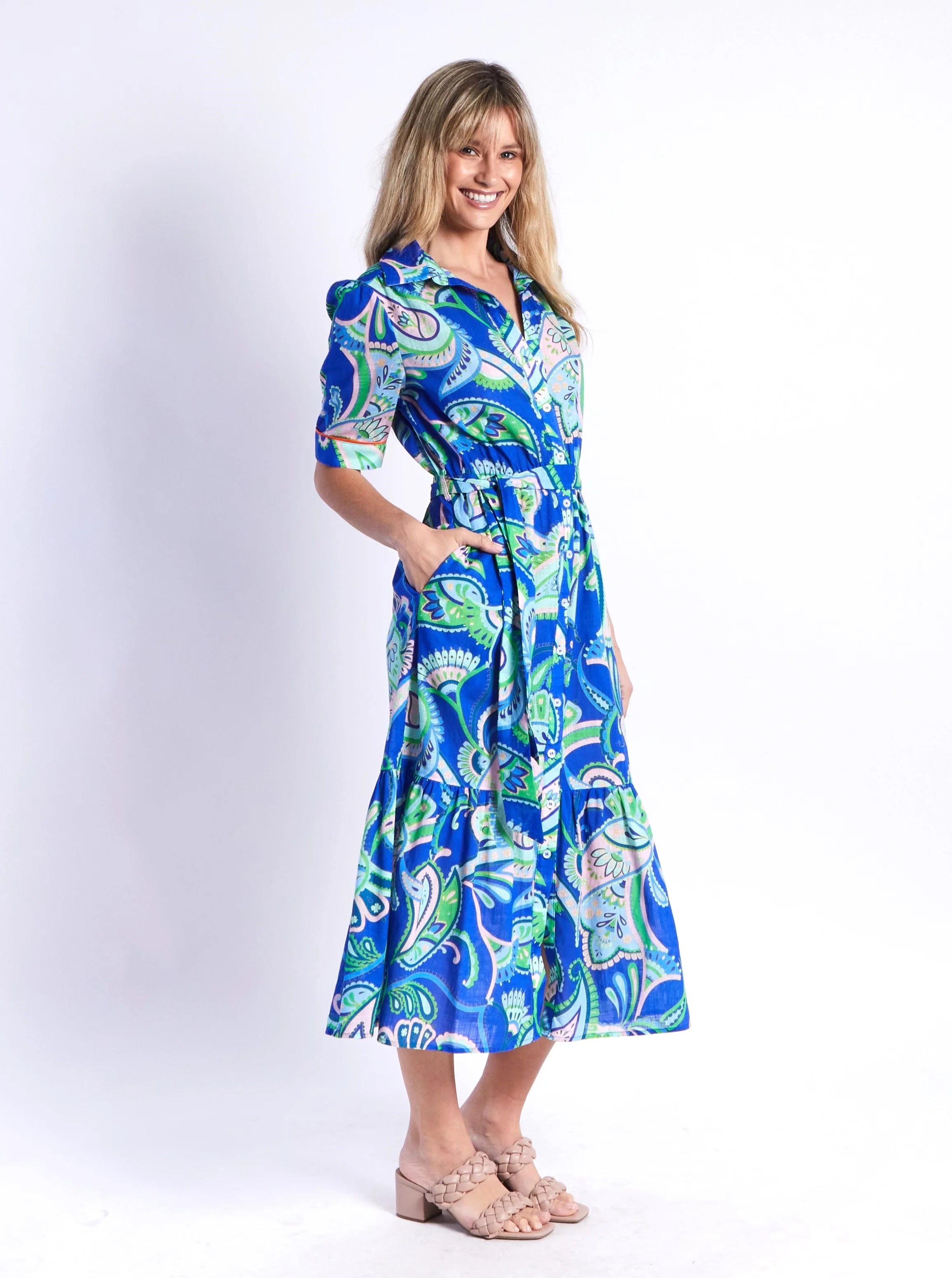 Leoni Lydia Paisley Dress - Blue