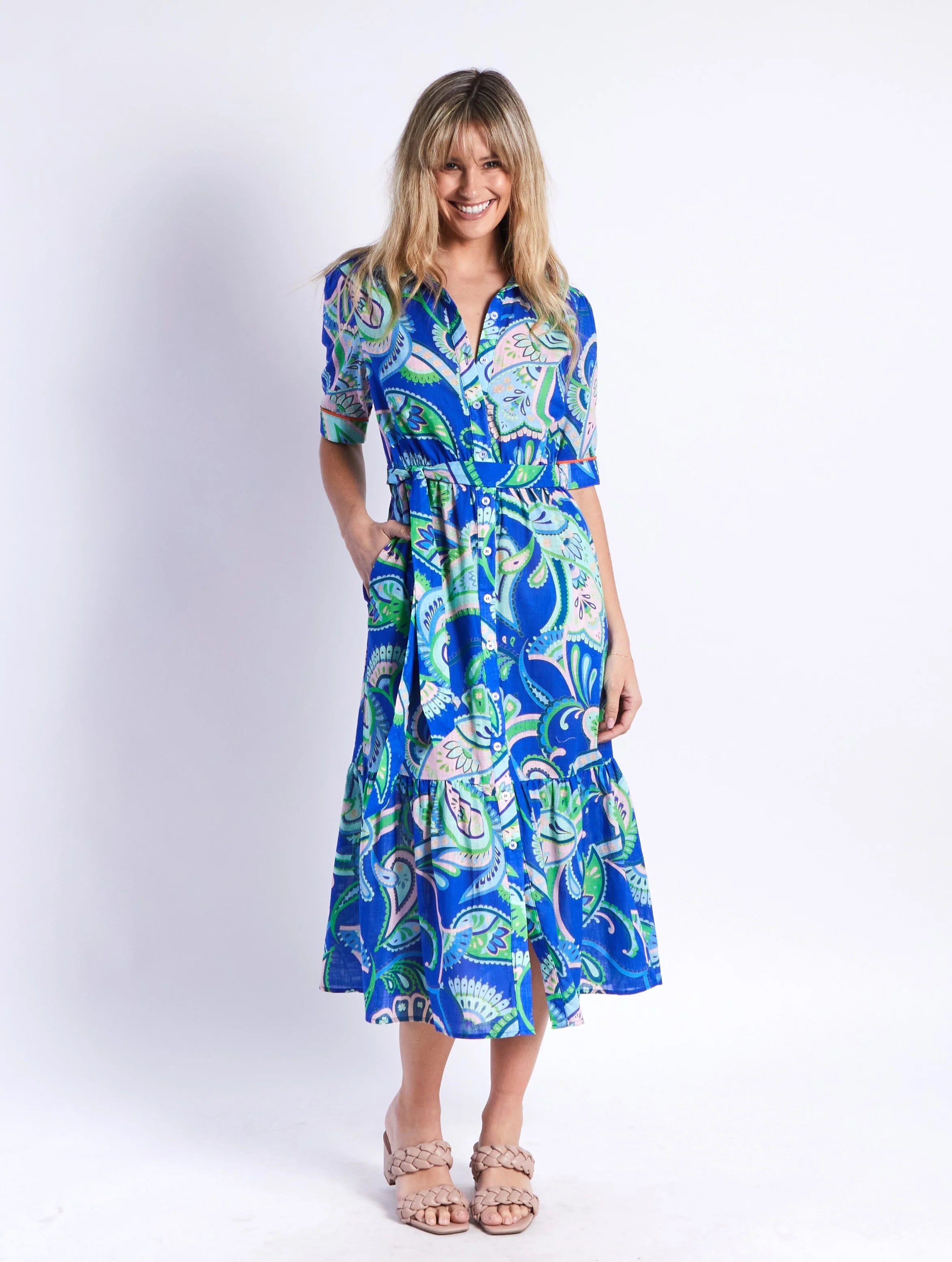 Leoni Lydia Paisley Dress - Blue